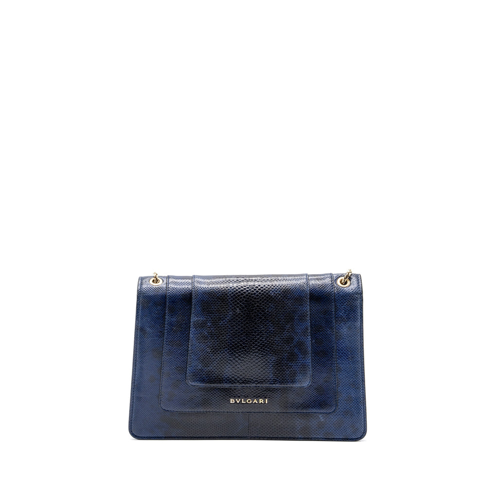 BVLGARI SERPENTI SHOULDER BAG KARUNG SKIN DARK BLUE LGHW