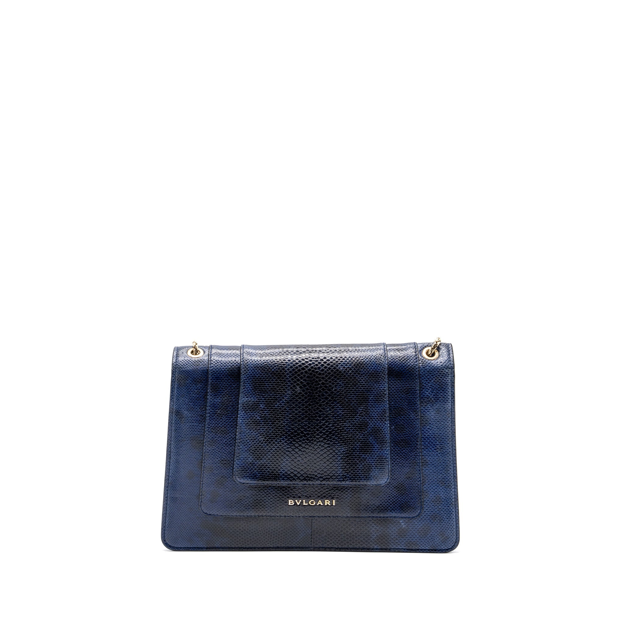 BVLGARI SERPENTI SHOULDER BAG KARUNG SKIN DARK BLUE LGHW