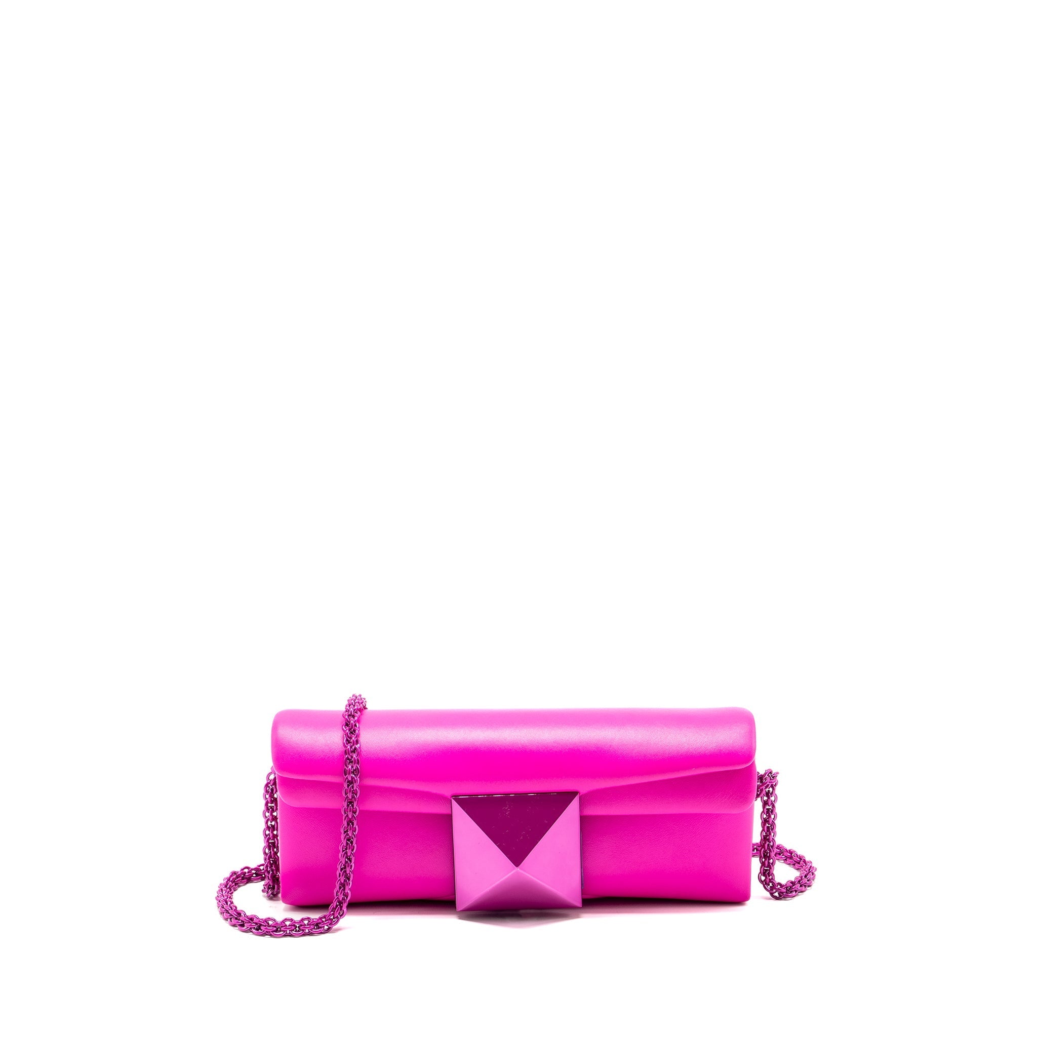VALENTINO GARAVANI ONE STUD CLUTCH BAG NAPPA LEATHER PINK WITH PINK HARDWARE
