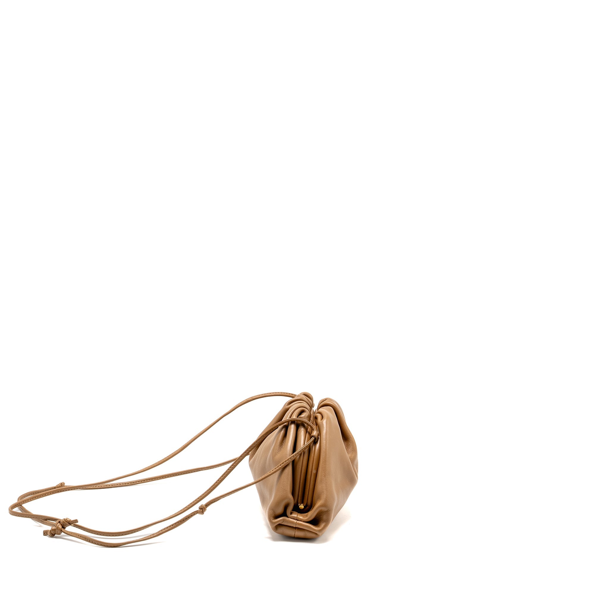BOTTEGA VENETA MINI THE POUCH SMOOTH CALFSKIN DARK BEIGE GHW