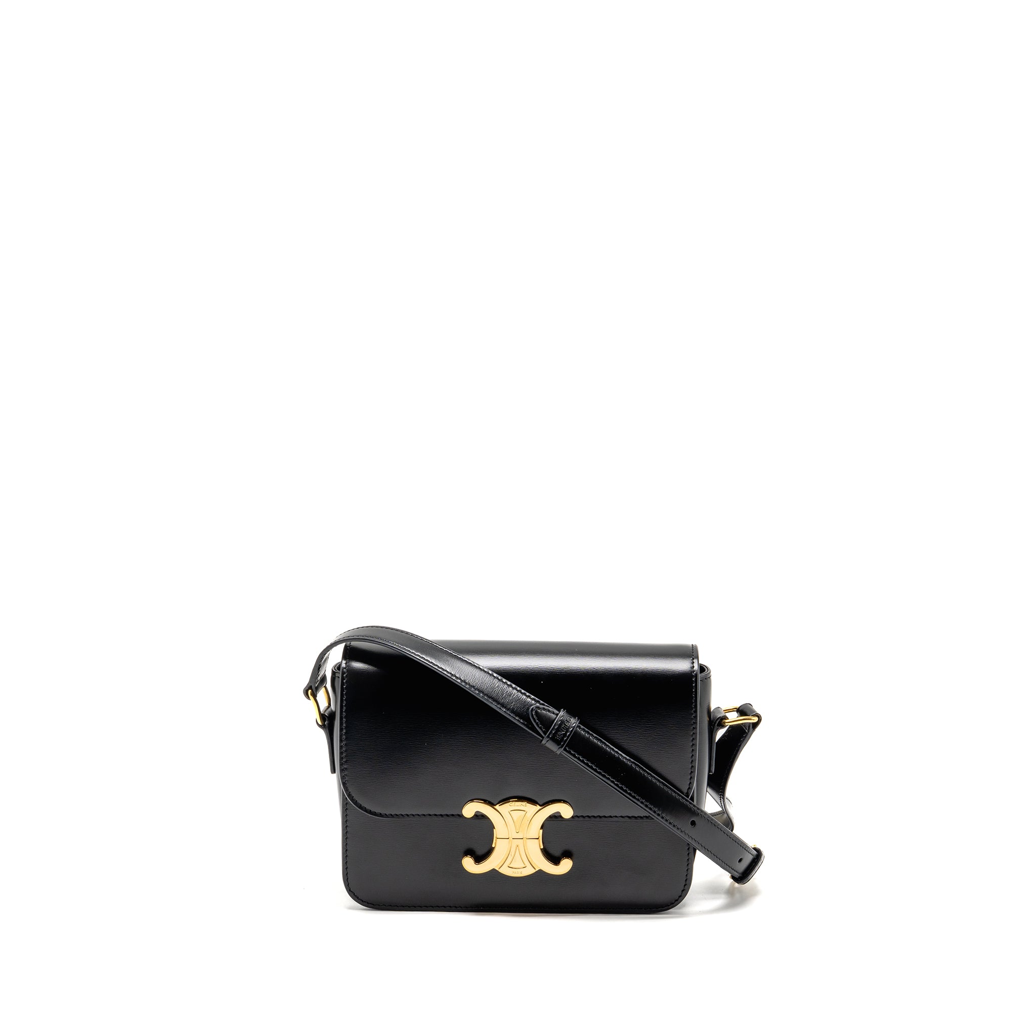 CELINE TEEN TRIOMPHE BAG SHINY CALFSKIN BLACK GHW