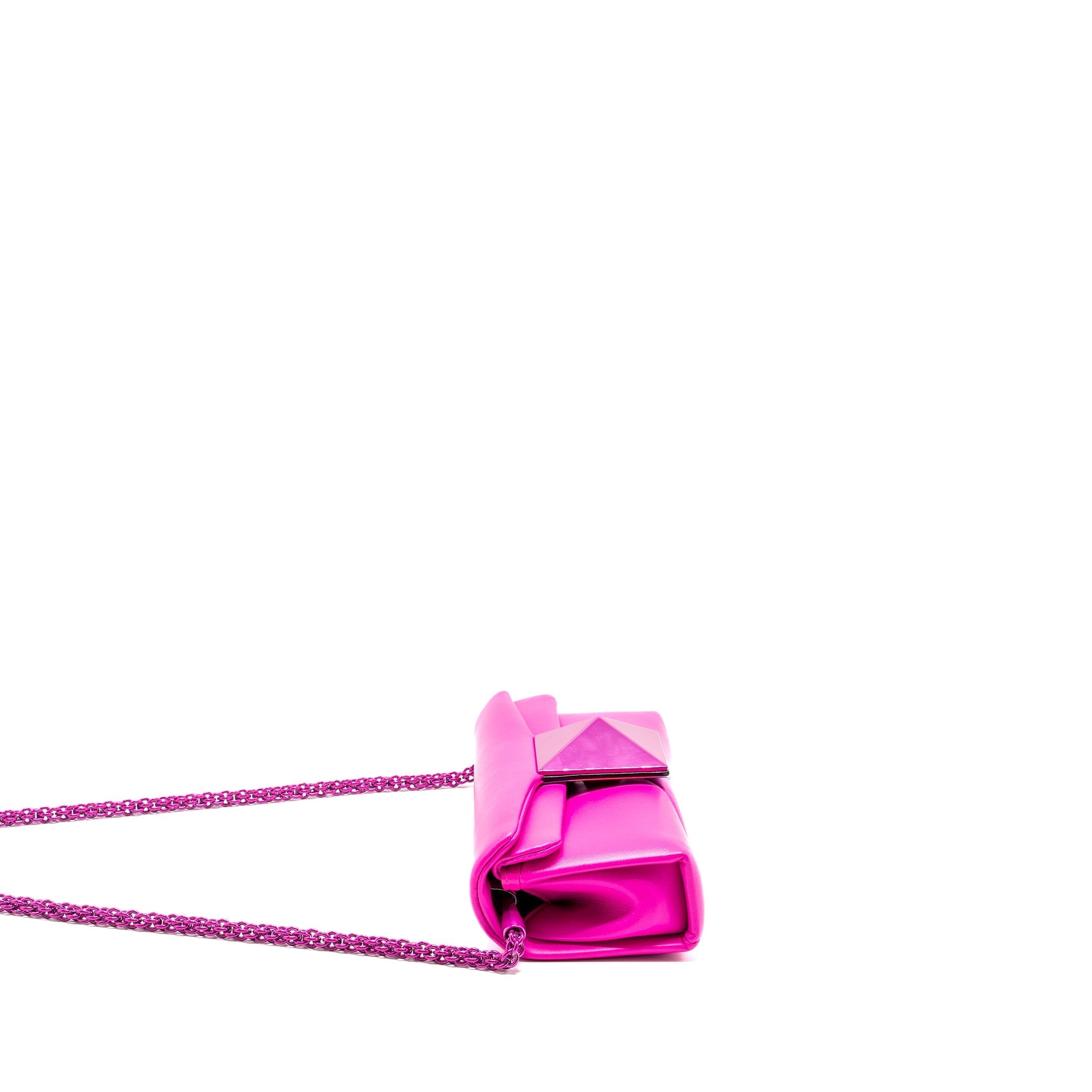 VALENTINO GARAVANI ONE STUD CLUTCH BAG NAPPA LEATHER PINK WITH PINK HARDWARE