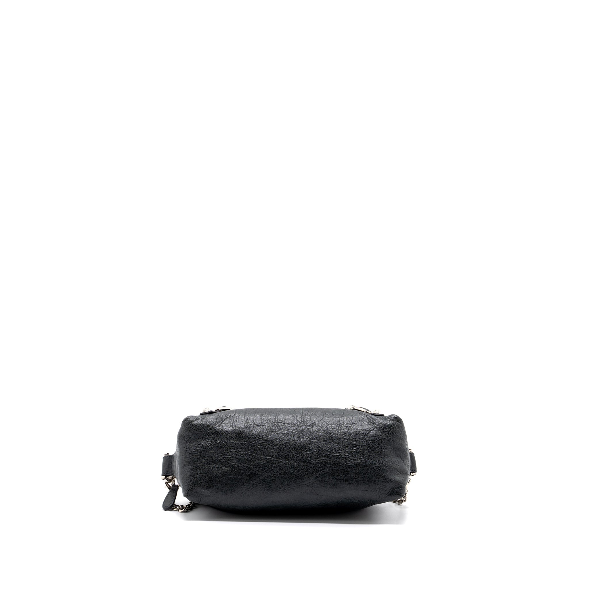 BALENCIAGA MINI CITY CROSSBODY CHAIN BAG LEATHER GREY SHW
