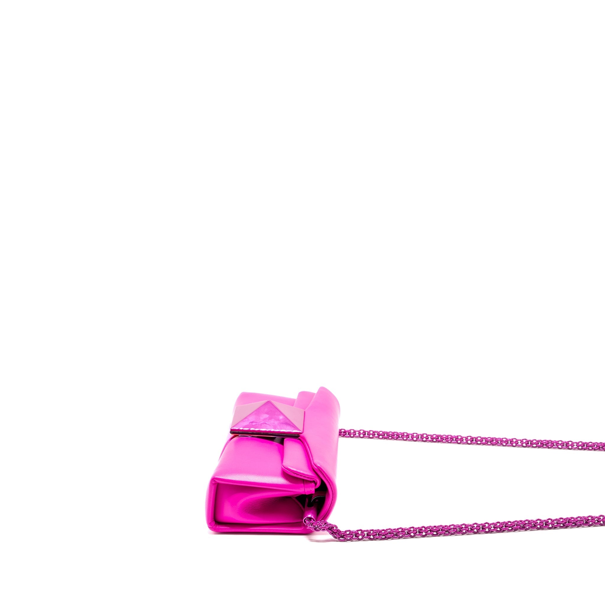 VALENTINO GARAVANI ONE STUD CLUTCH BAG NAPPA LEATHER PINK WITH PINK HARDWARE