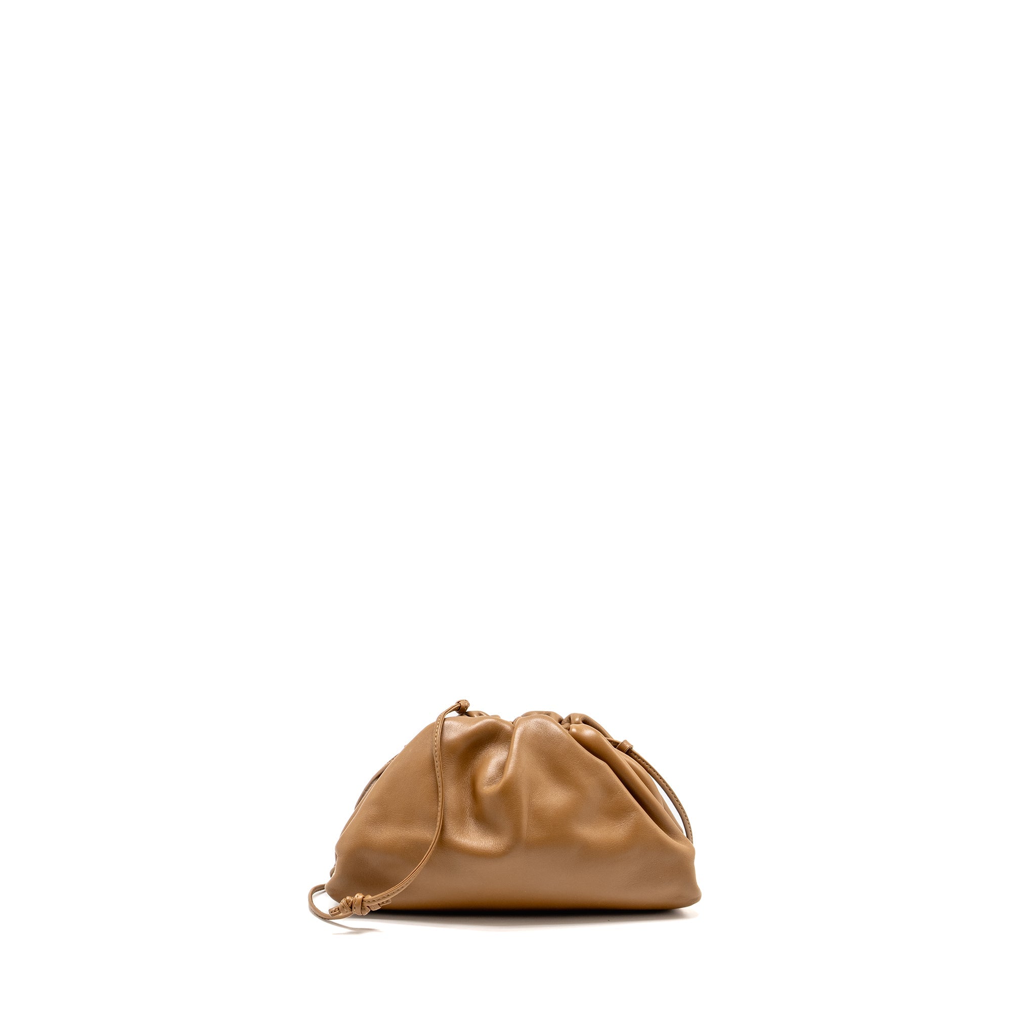BOTTEGA VENETA MINI THE POUCH SMOOTH CALFSKIN DARK BEIGE GHW