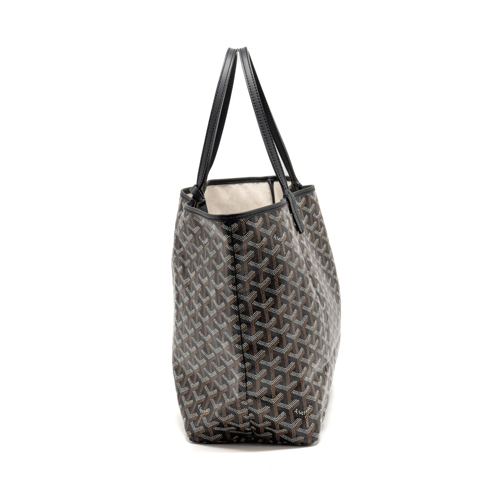 GOYARD SAINT LOUIS PM TOTE GOYARDINE CANVAS/CALFSKIN BLACK SHW