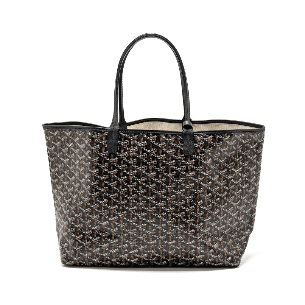 GOYARD SAINT LOUIS PM TOTE GOYARDINE CANVAS/CALFSKIN BLACK SHW