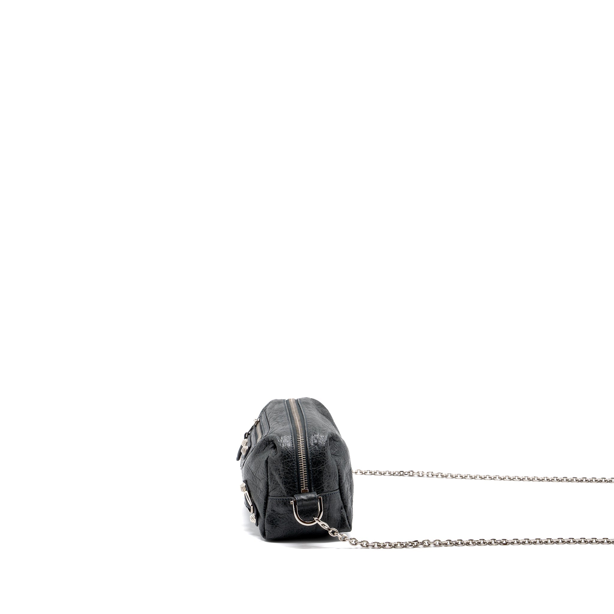 BALENCIAGA MINI CITY CROSSBODY CHAIN BAG LEATHER GREY SHW