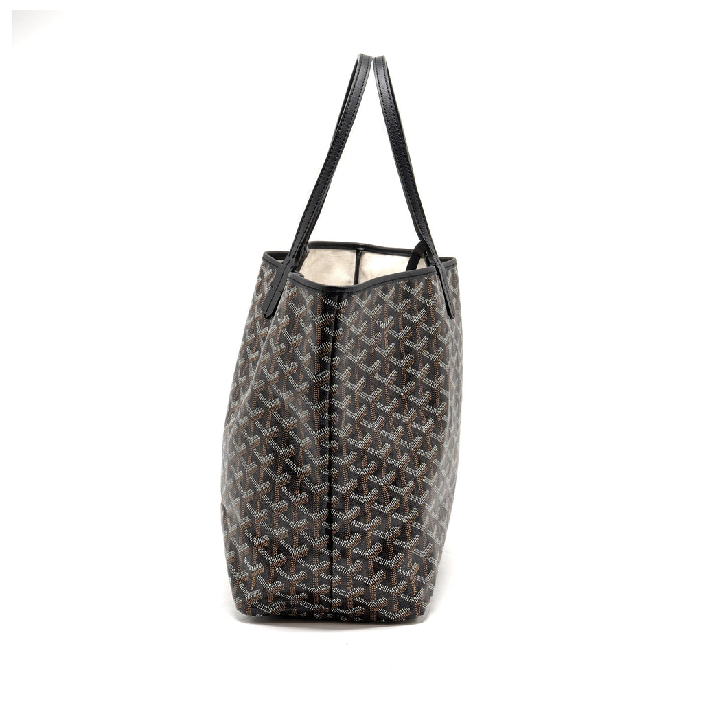 GOYARD SAINT LOUIS PM TOTE GOYARDINE CANVAS/CALFSKIN BLACK SHW