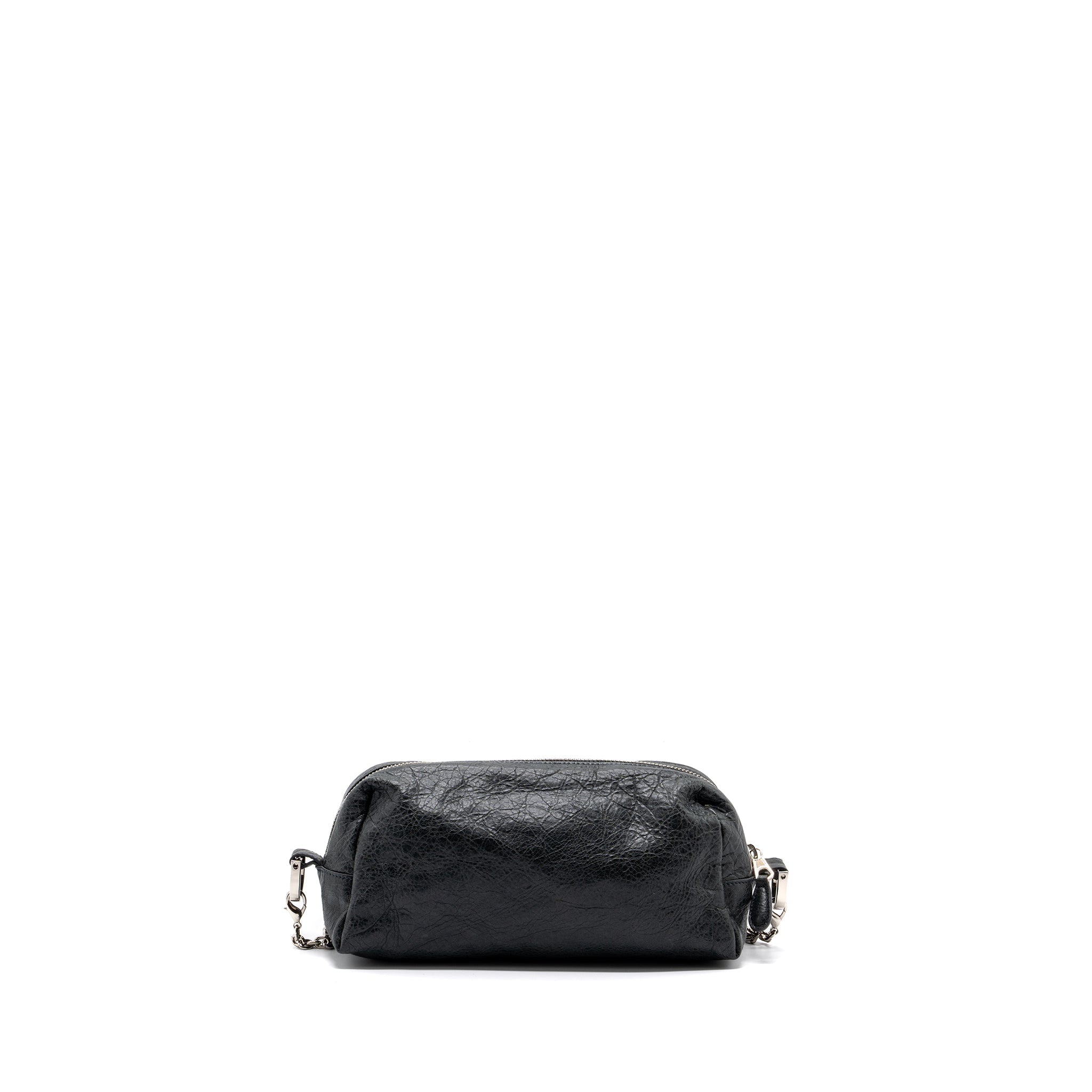 BALENCIAGA MINI CITY CROSSBODY CHAIN BAG LEATHER GREY SHW