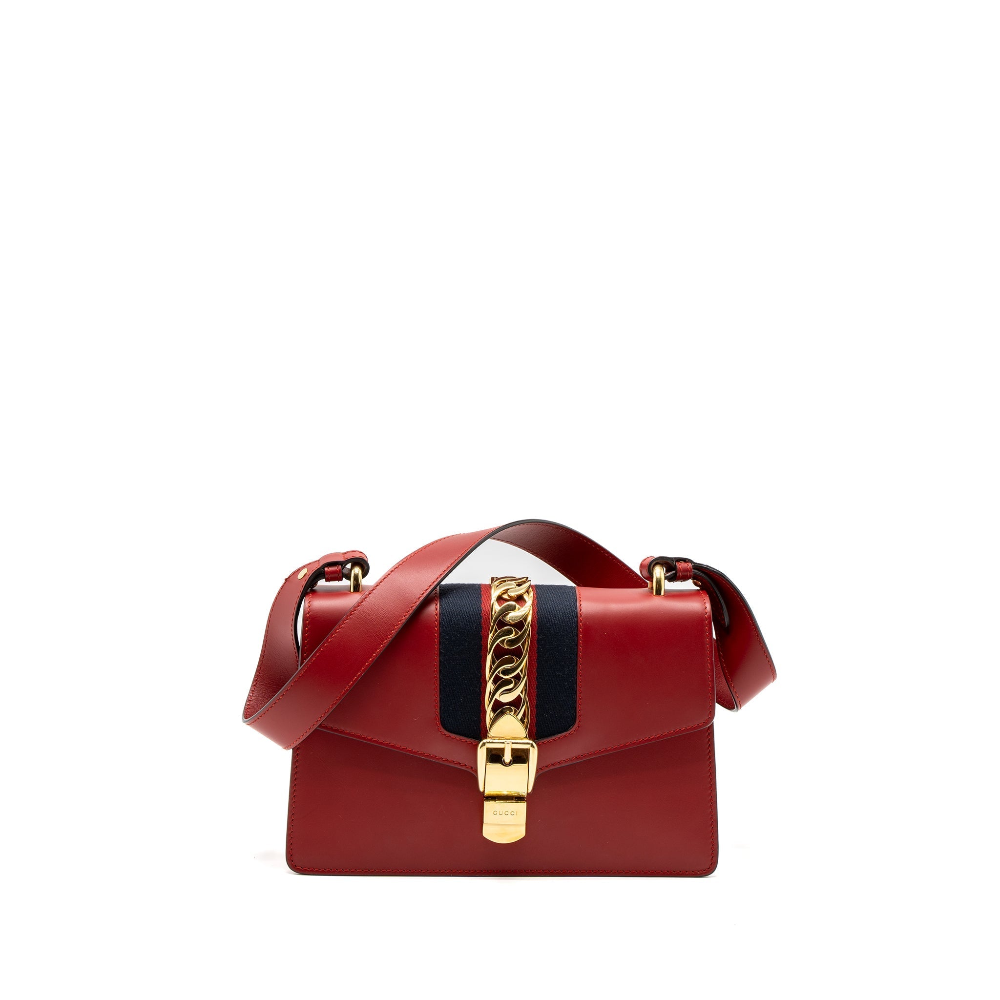 GUCCI SMALL SYLVIE BAG CALFSKIN RED GHW