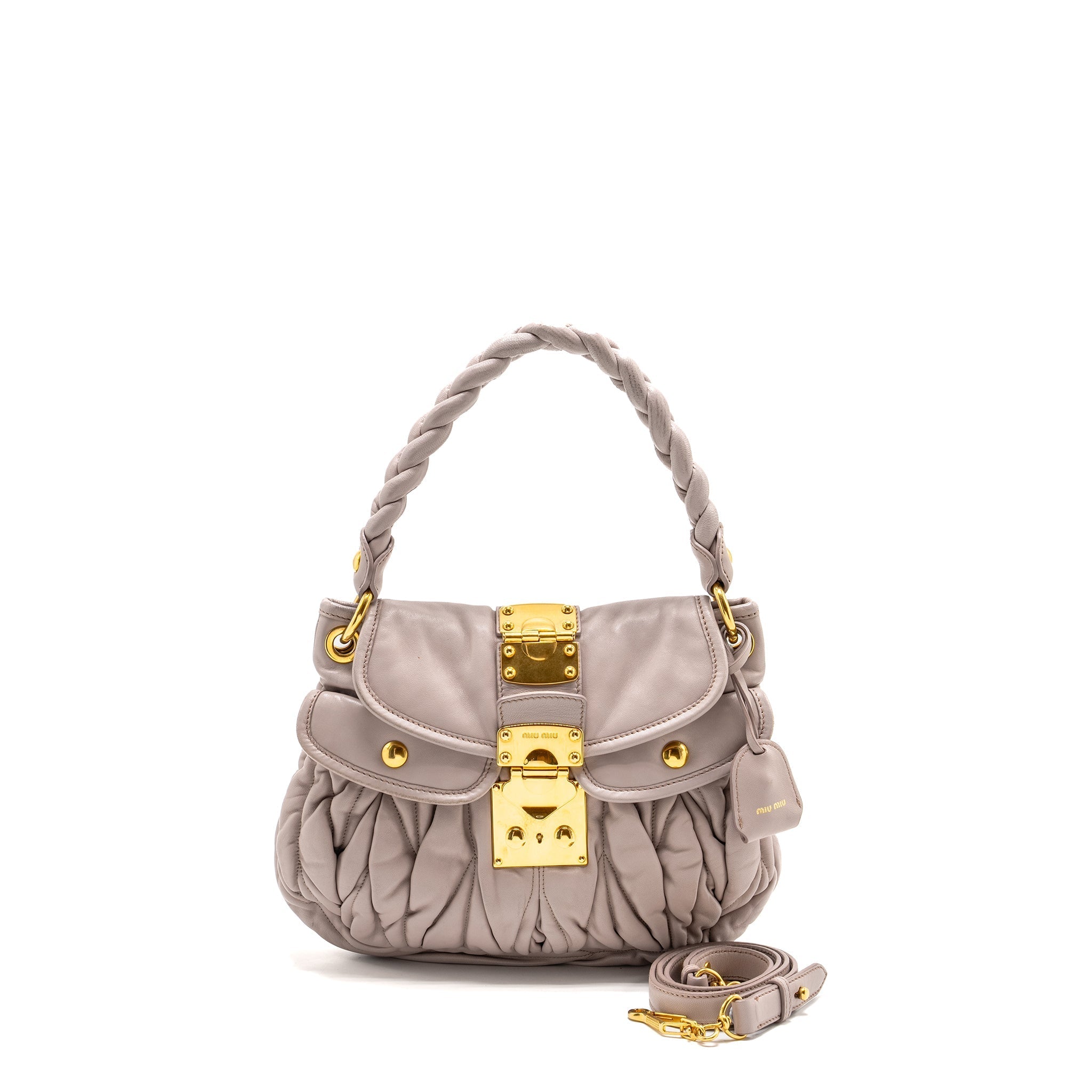 MIU MIU SACCA CON MATELASSE HANDBAG LEATHER LIGHT PURPLE GHW