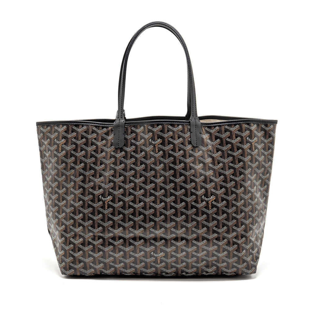 GOYARD SAINT LOUIS PM TOTE GOYARDINE CANVAS/CALFSKIN BLACK SHW