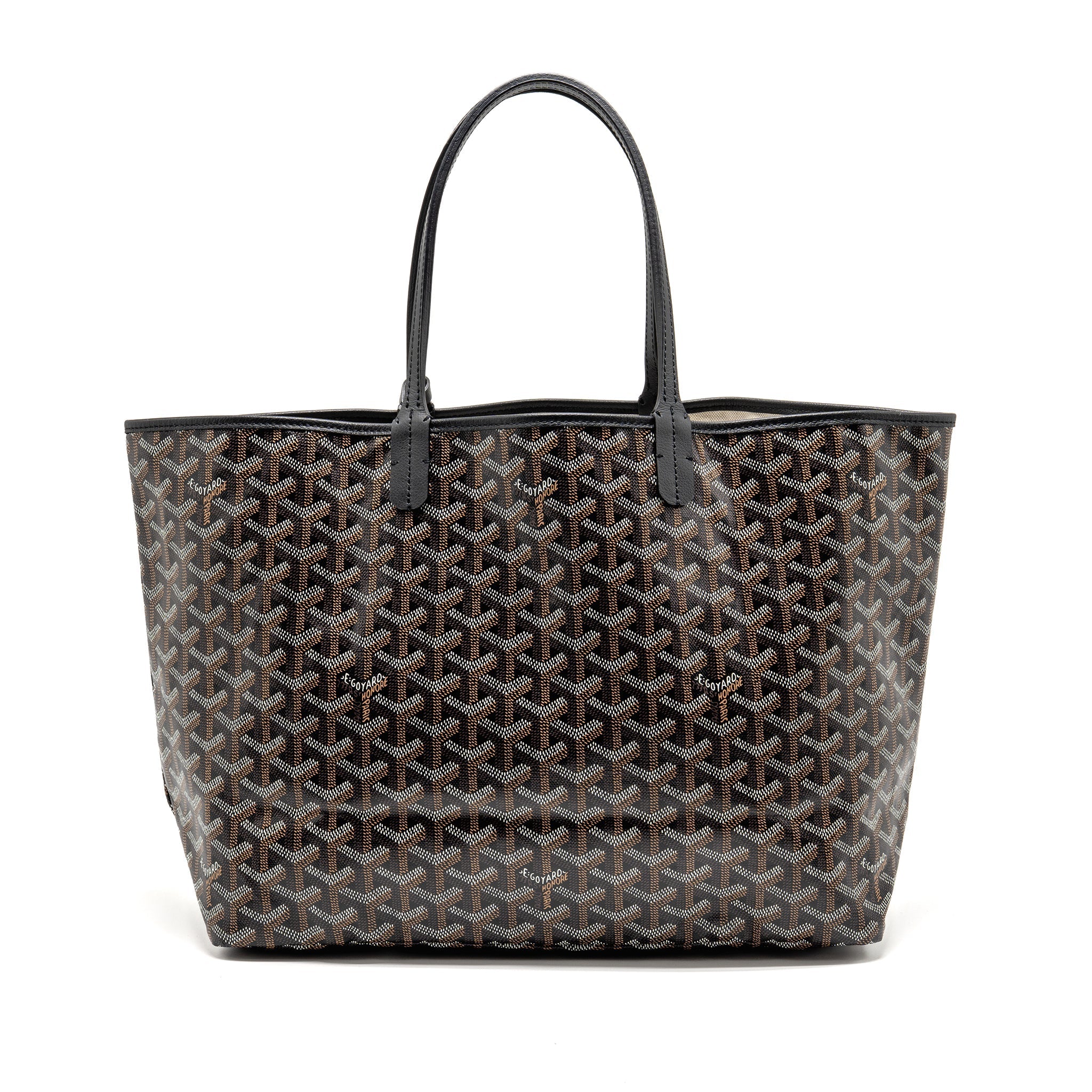 GOYARD SAINT LOUIS PM TOTE GOYARDINE CANVAS/CALFSKIN BLACK SHW