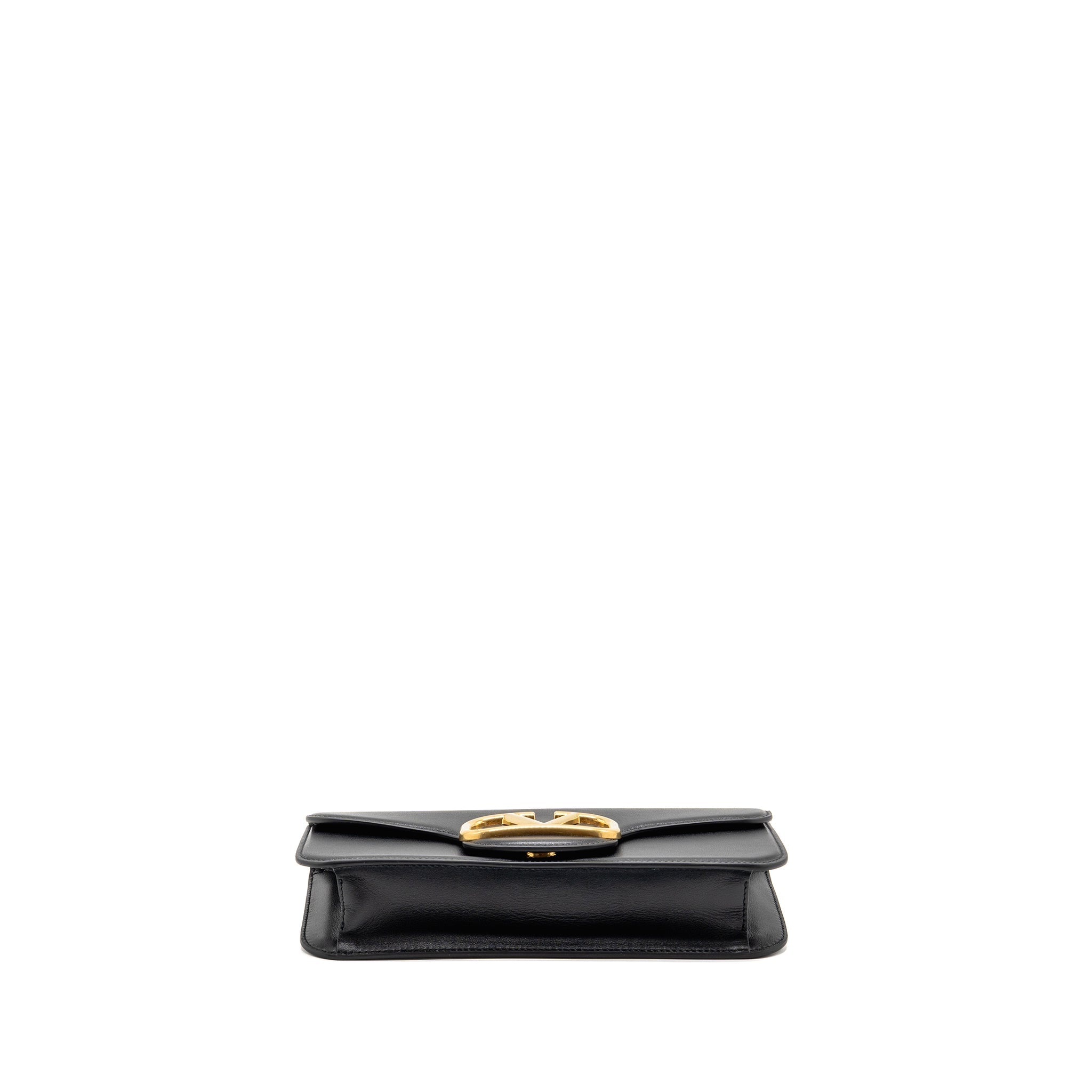 VALENTINO SMALL V LOGO CROSSBODY BAG CALFSKIN BLACK GHW