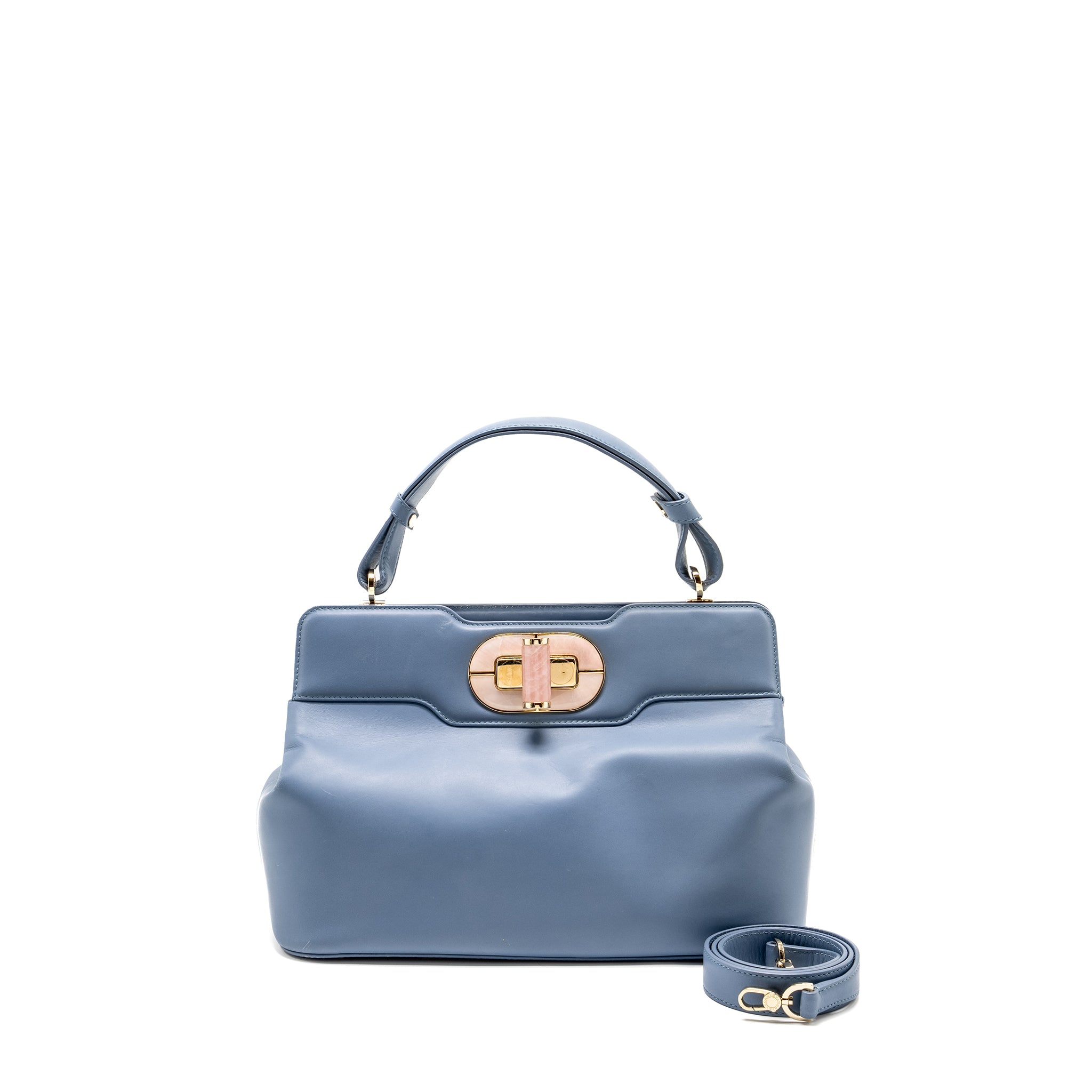 BVLGARI ISABELLA ROSSELLINI BAG LEATHER BLUE/LIGHT PURPLE GHW