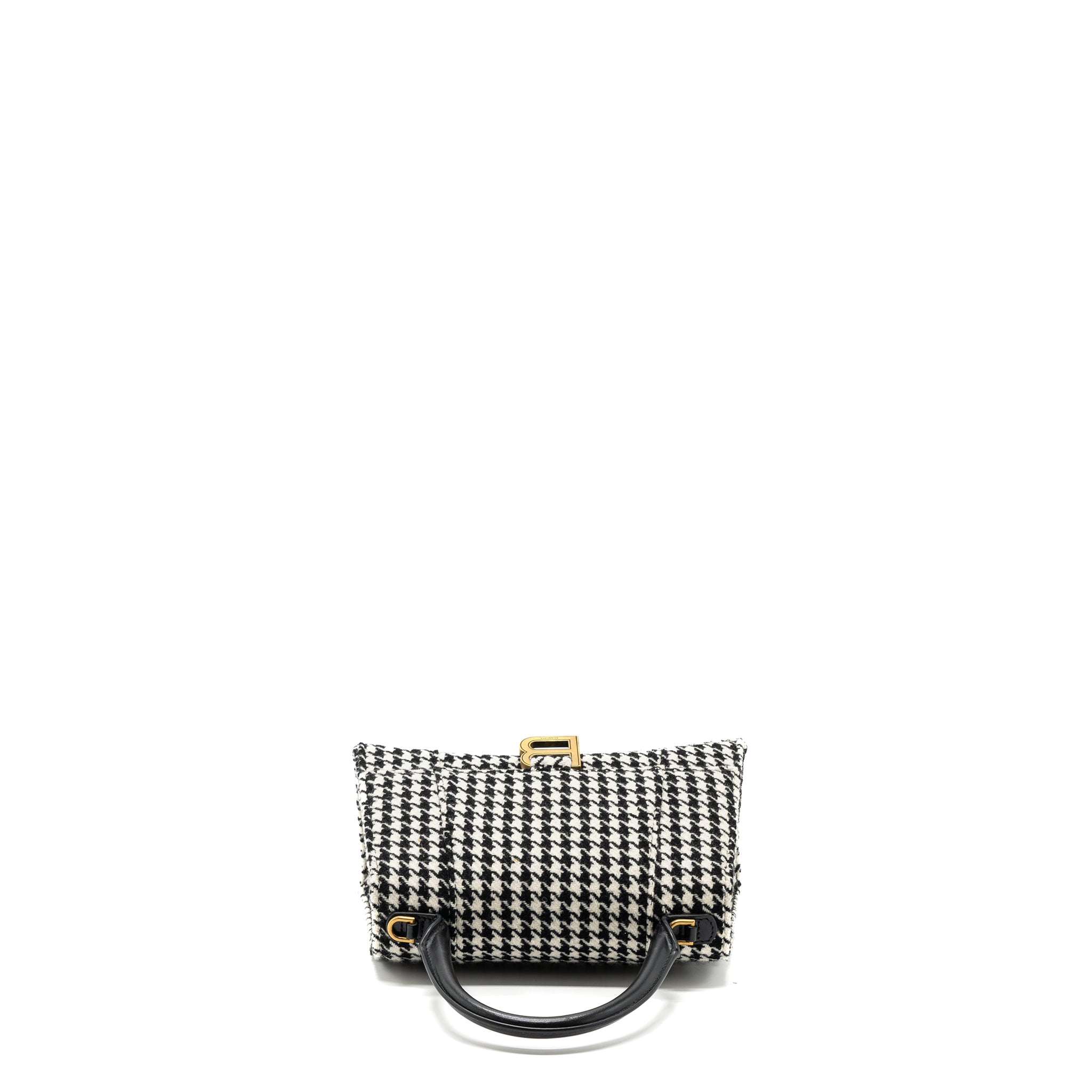 BALENCIAGA HOURGLASS S WOOL HOUNDSTOOTH BLACK/WHITE GHW