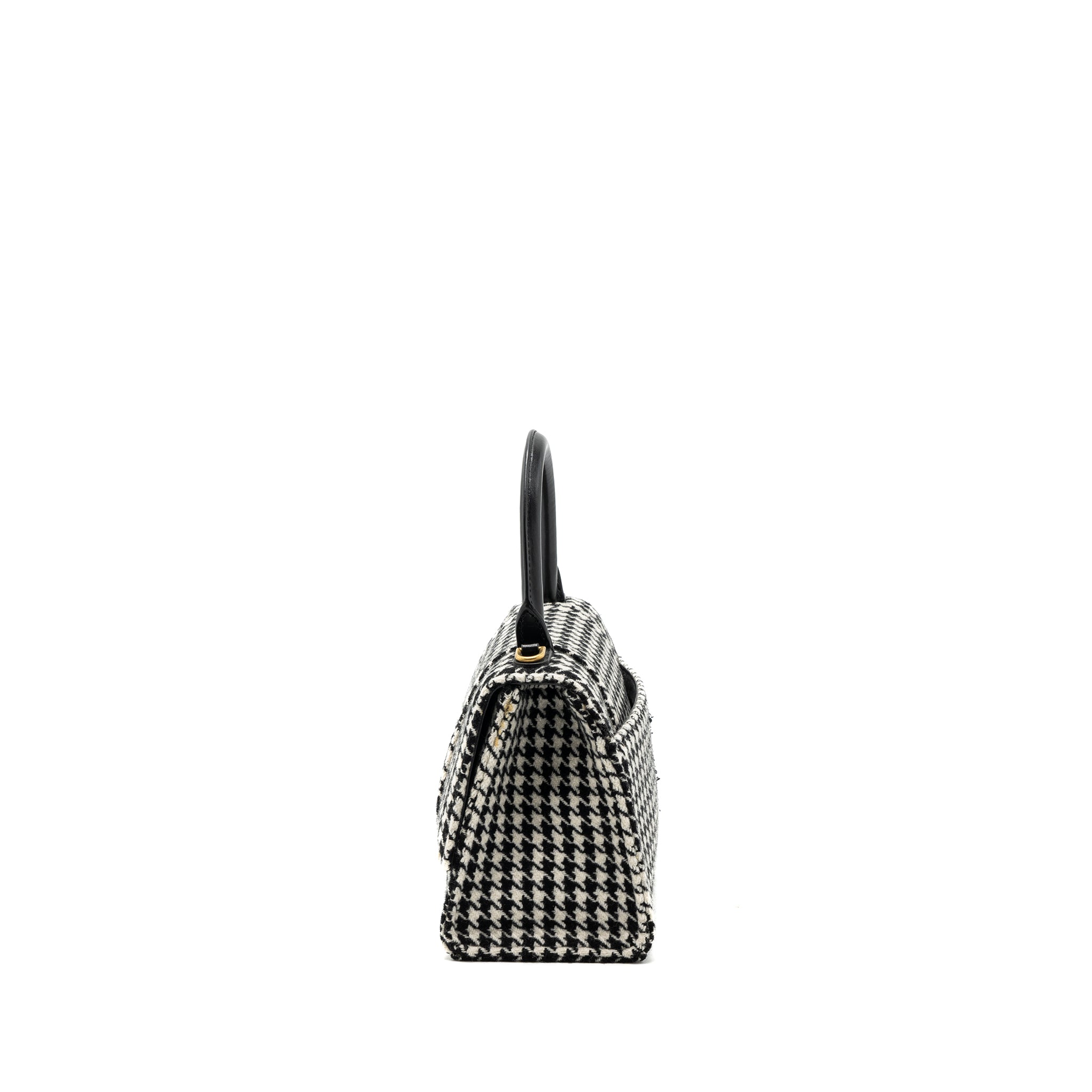 BALENCIAGA HOURGLASS S WOOL HOUNDSTOOTH BLACK/WHITE GHW