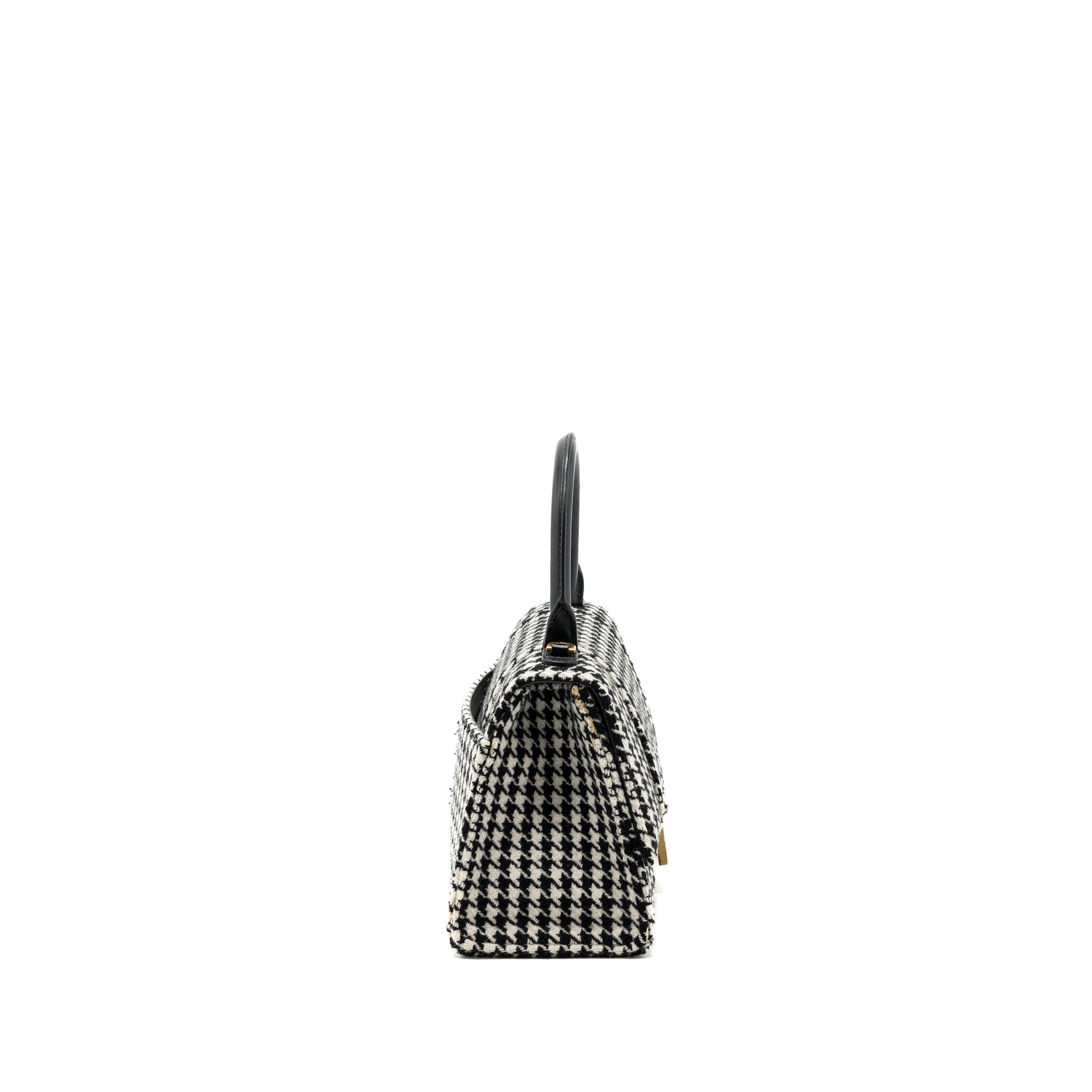 BALENCIAGA HOURGLASS S WOOL HOUNDSTOOTH BLACK/WHITE GHW
