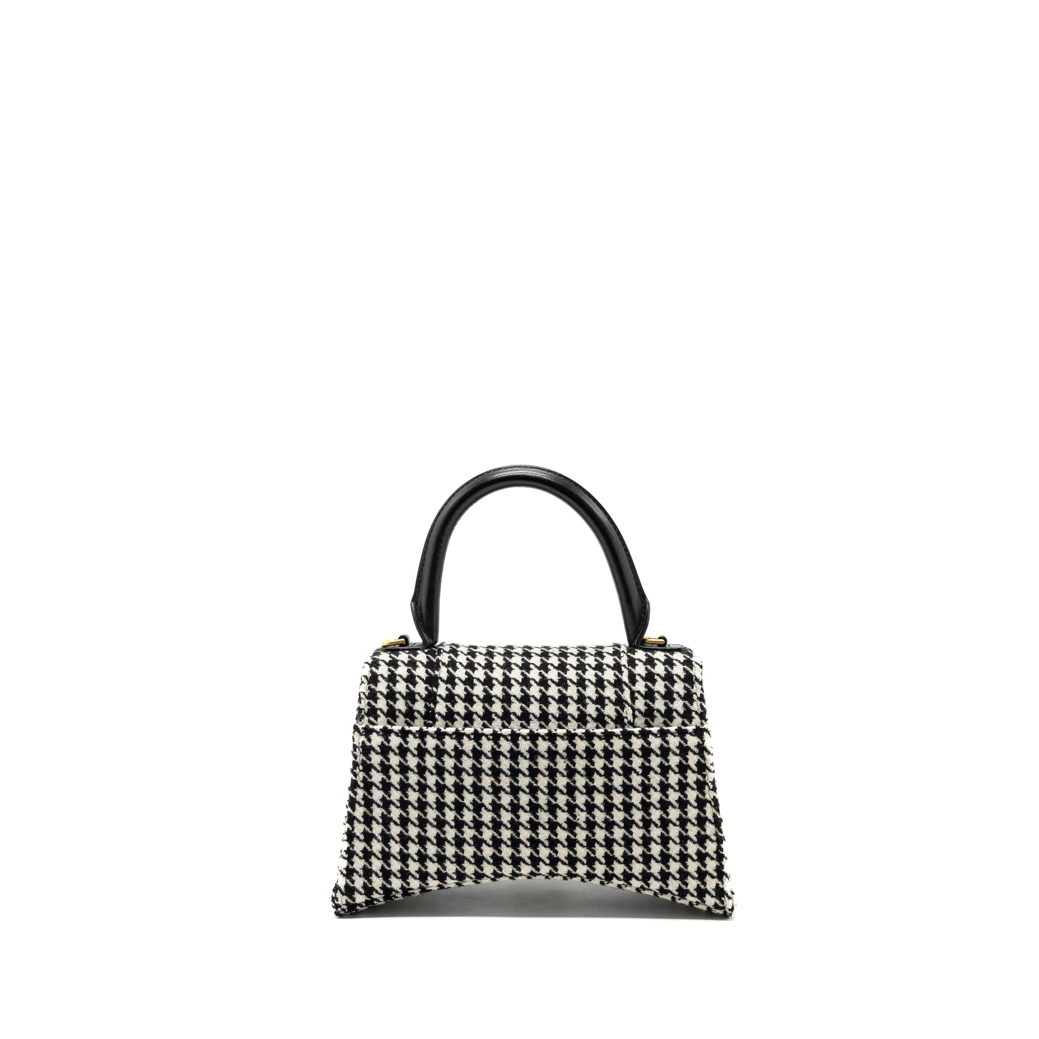 BALENCIAGA HOURGLASS S WOOL HOUNDSTOOTH BLACK/WHITE GHW