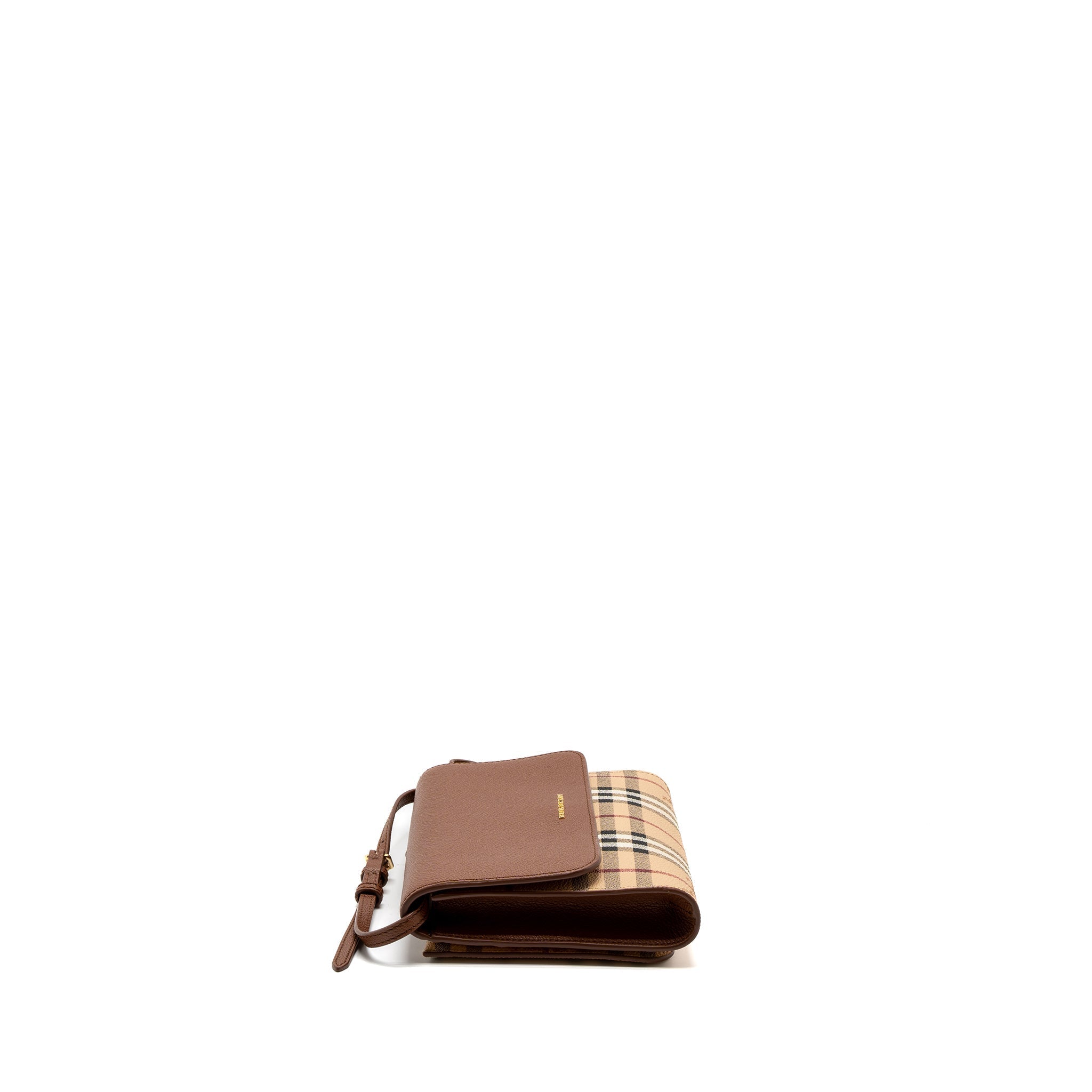 BURBERRY FLAP MESSENGER CROSSBODY BAG CALFSKIN BROWN/MULTICOLOUR GHW