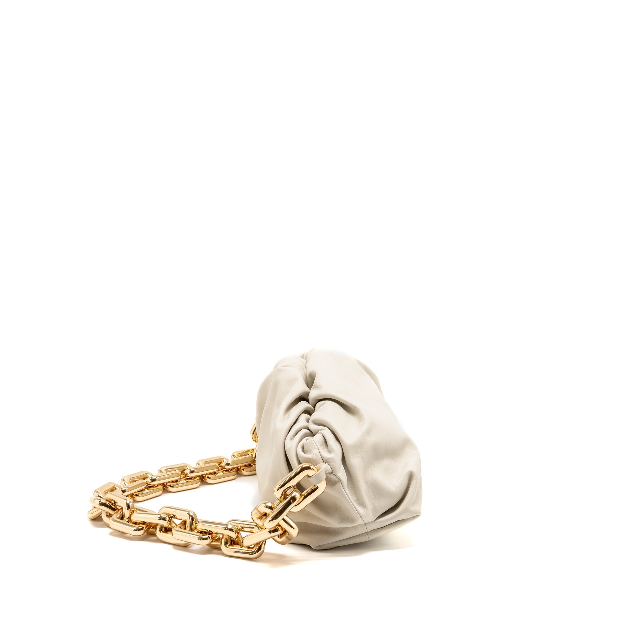 BOTTEGA VENETA CHAIN POUCH BAG CALFSKIN WHITE GHW