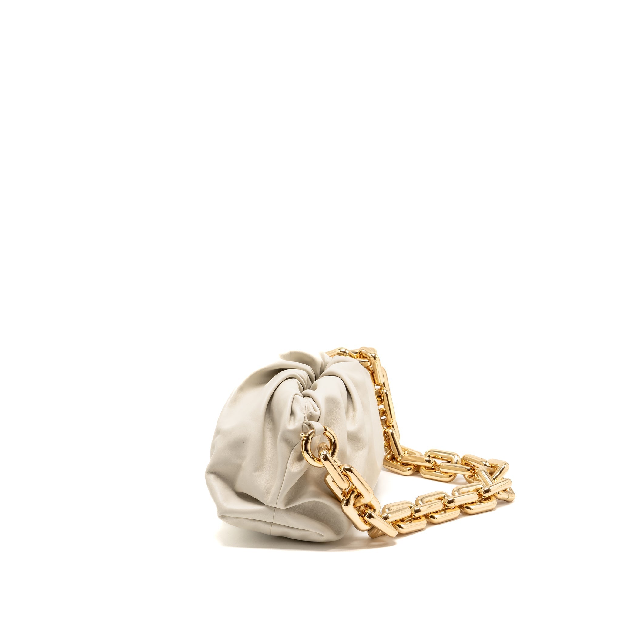 BOTTEGA VENETA CHAIN POUCH BAG CALFSKIN WHITE GHW