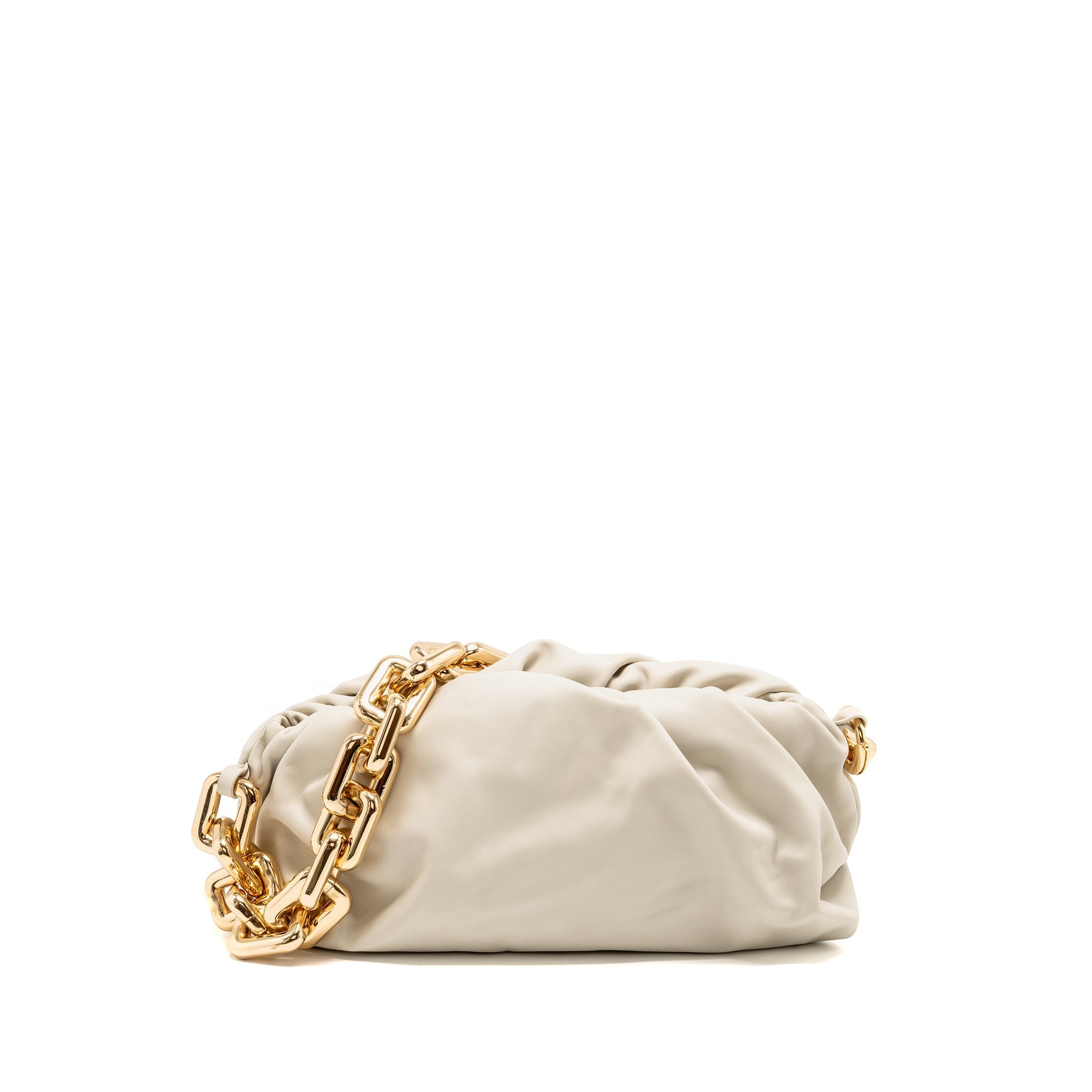 BOTTEGA VENETA CHAIN POUCH BAG CALFSKIN WHITE GHW