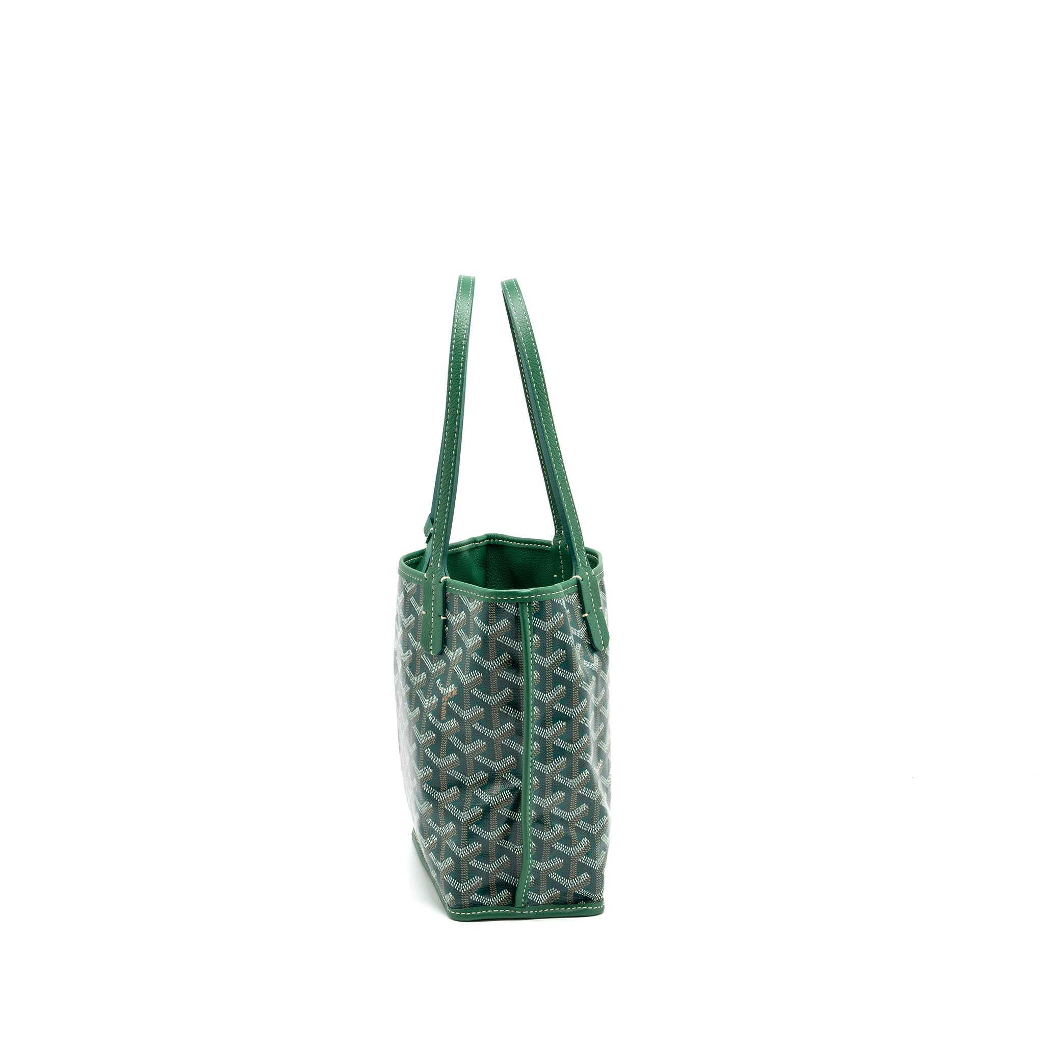 GOYARD MINI ANJOU TOTE BAG GOYARDLINE CANVAS / LEATHER GREEN SHW