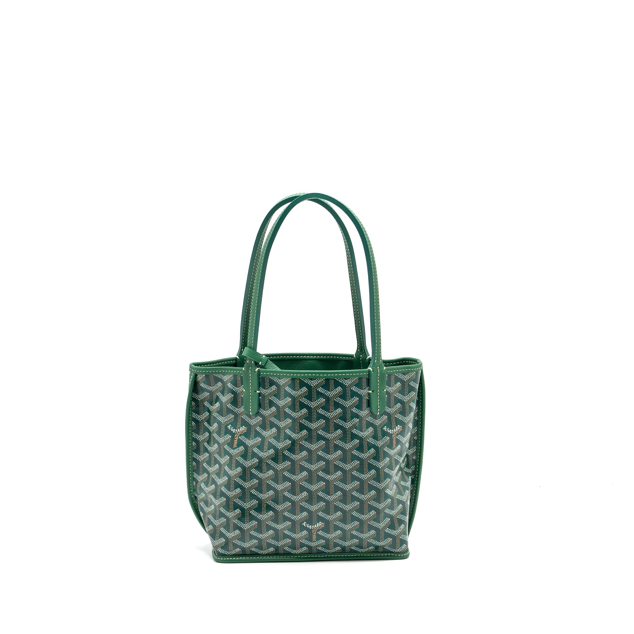 GOYARD MINI ANJOU TOTE BAG GOYARDLINE CANVAS / LEATHER GREEN SHW