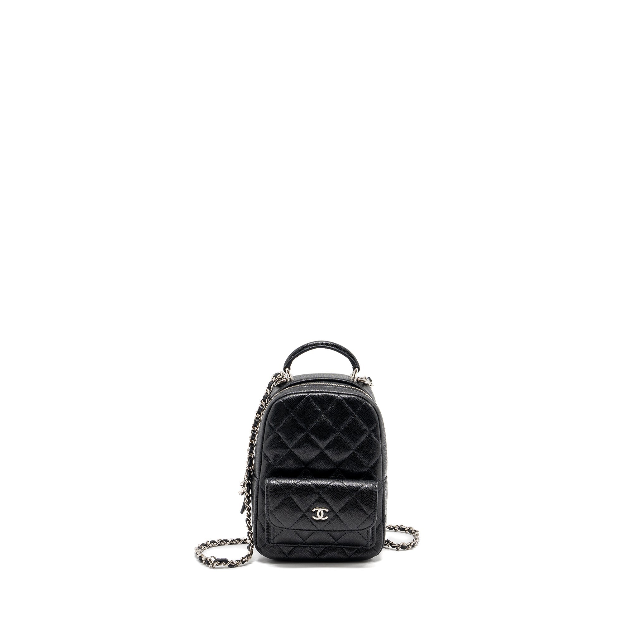 CHANEL 24C MINI BACKPACK/CROSSBODY BAG CAVIAR BLACK SHW(MICROCHIP)
