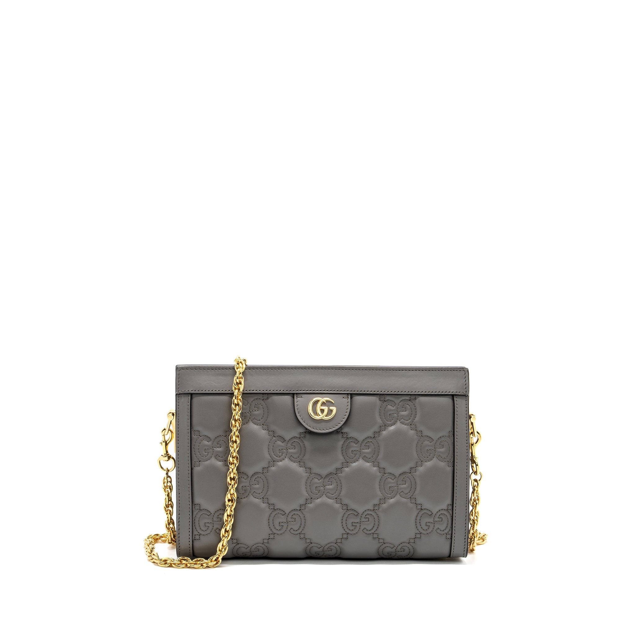 GUCCI CHAIN CROSSBODY BAG CALFSKIN GREY LGHW