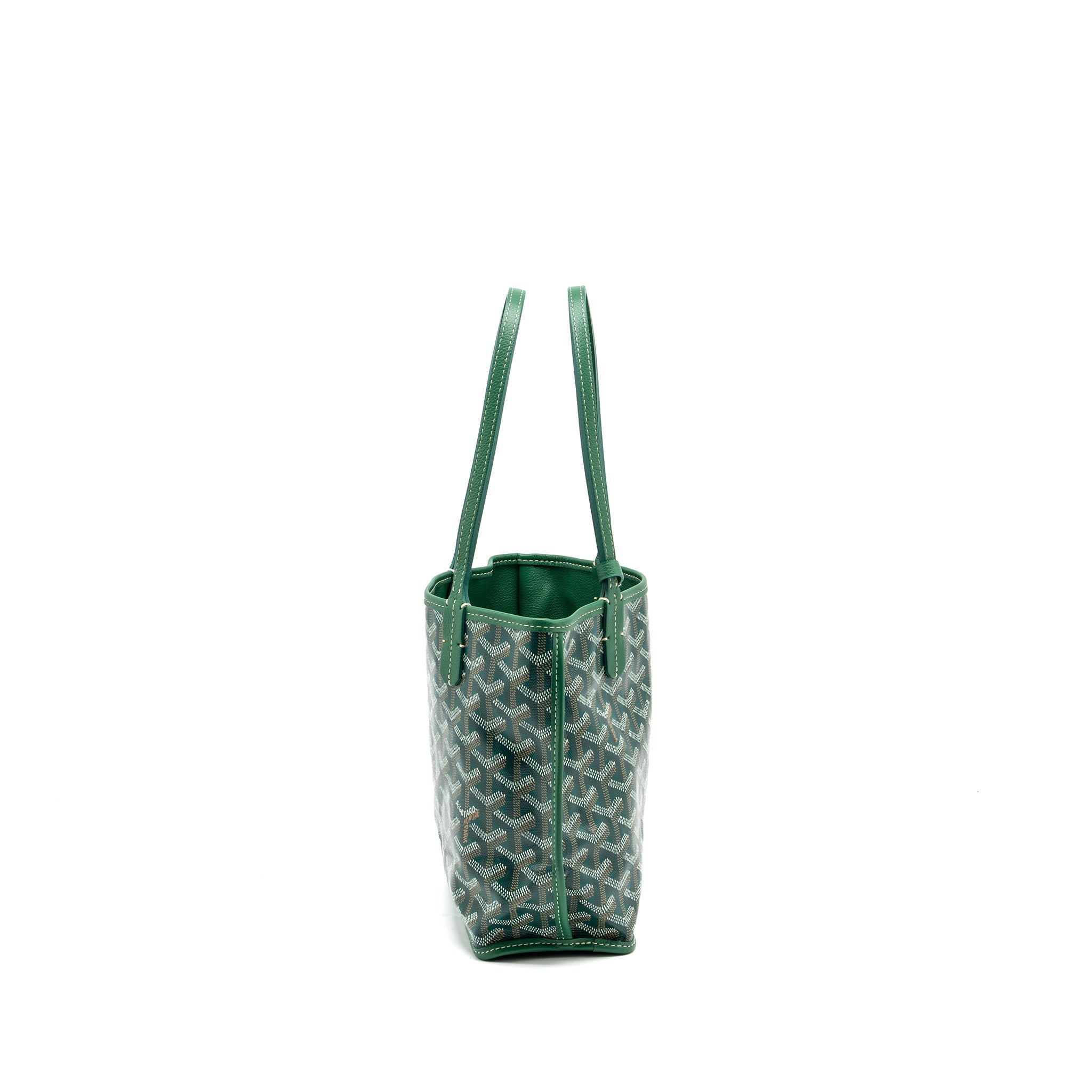 GOYARD MINI ANJOU TOTE BAG GOYARDLINE CANVAS / LEATHER GREEN SHW