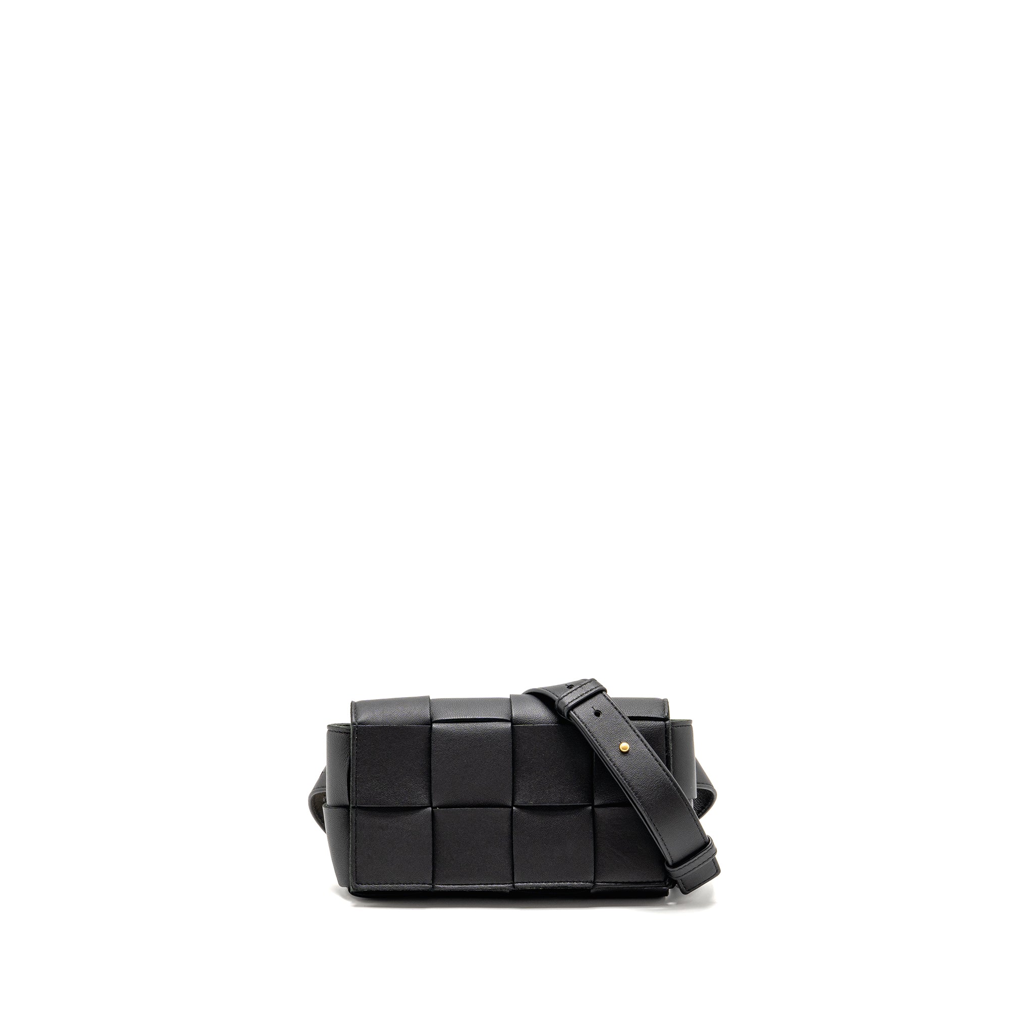 BOTTEGA VENETA CASSETTE BELT BAG LAMBSKIN BLACK GHW