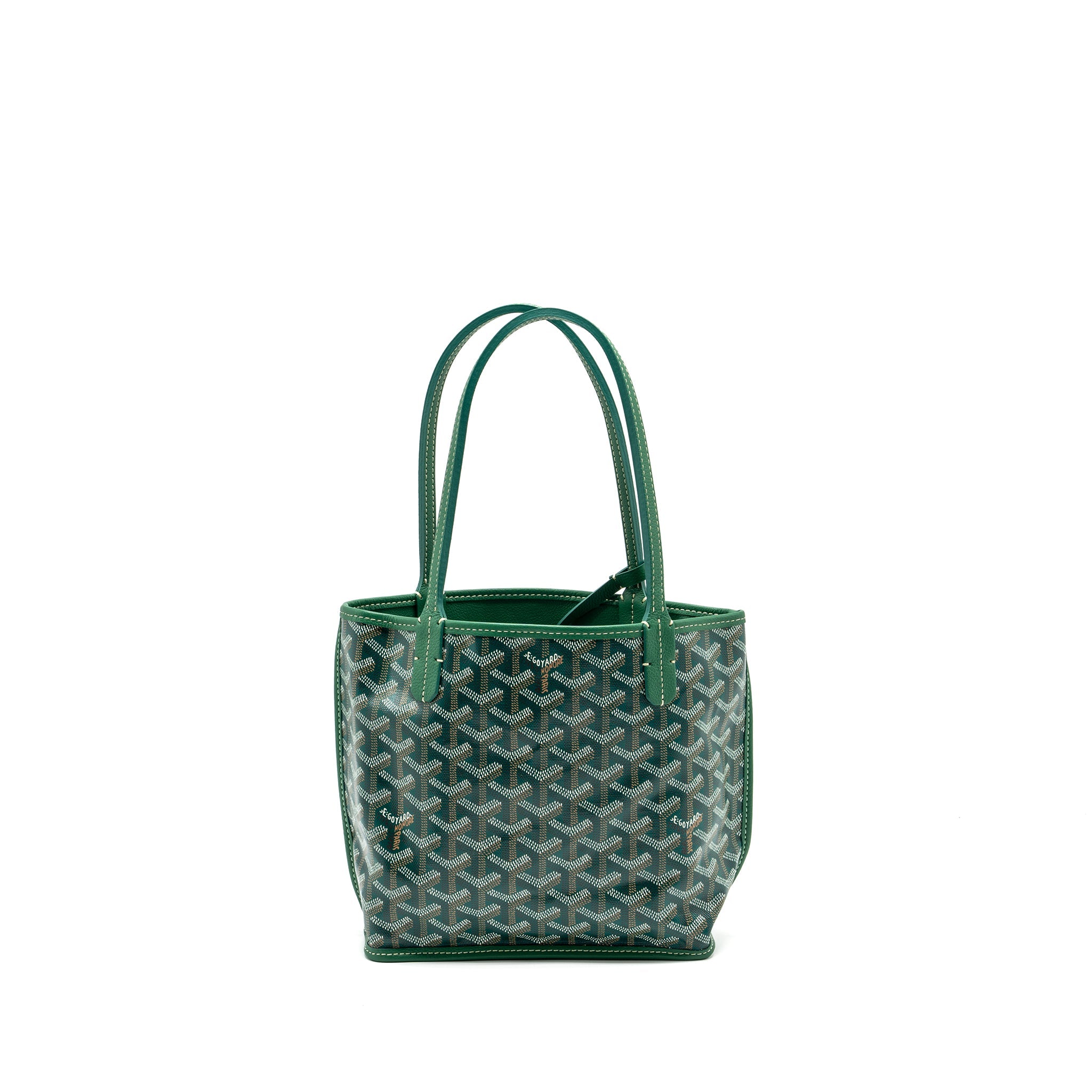 GOYARD MINI ANJOU TOTE BAG GOYARDLINE CANVAS / LEATHER GREEN SHW
