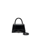 BALENCIAGA HOURGLASS S CROC-EMBOSSED CALFSKIN SO BLACK