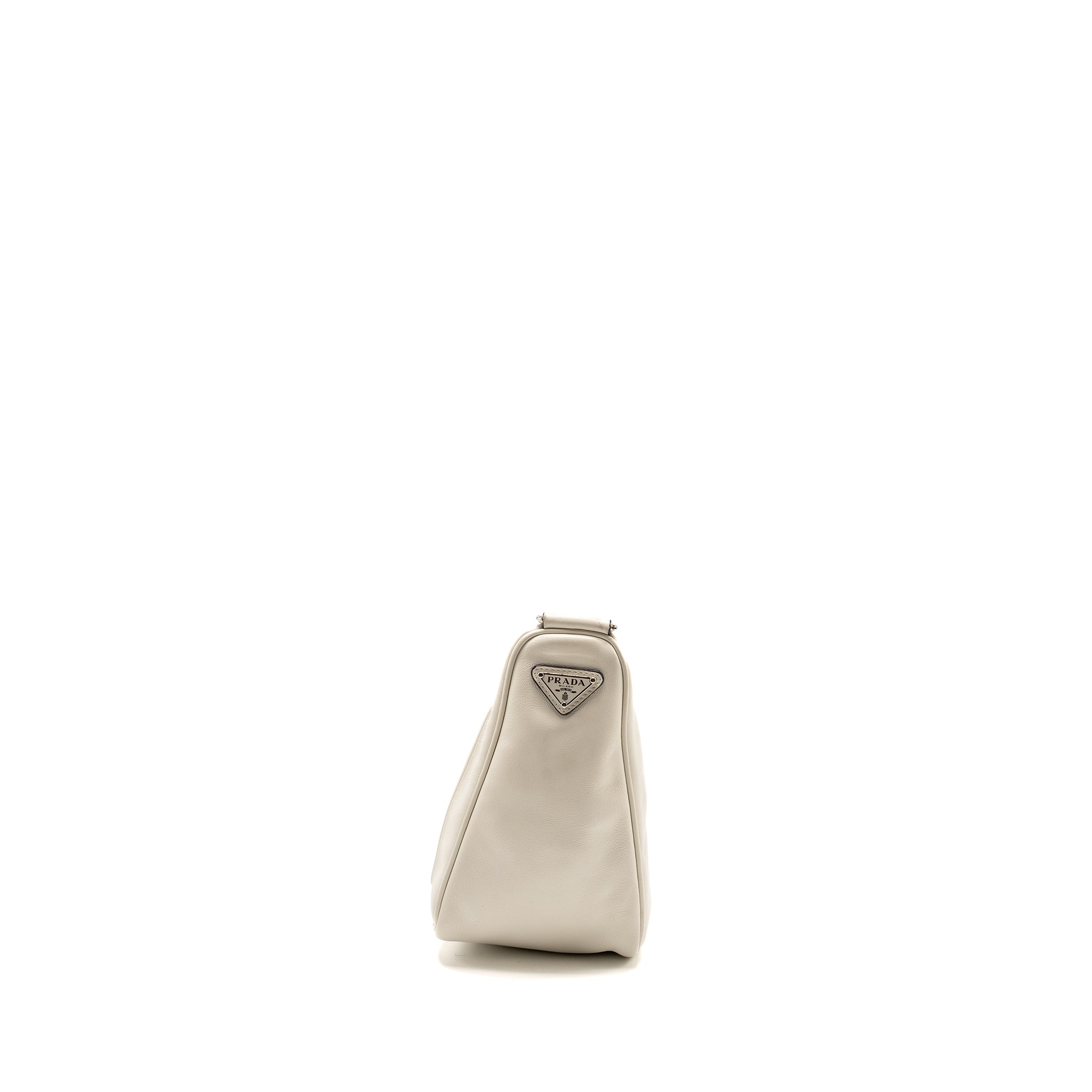 PRADA TRIANGLE SHOULDER BAG LEATHER WHITE SHW