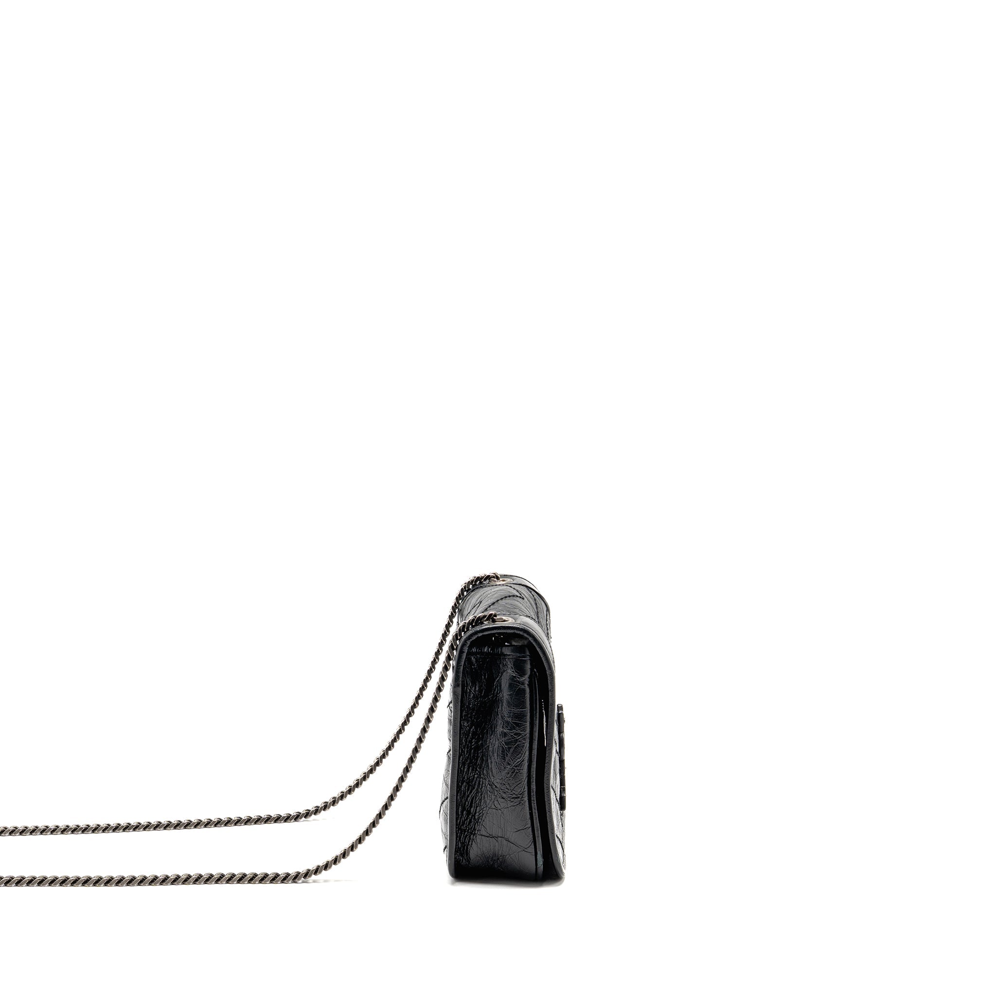 SAINT LAURENT / YSL NIKI CHAIN WALLET CRINKLED CALFSKIN BLACK SHW