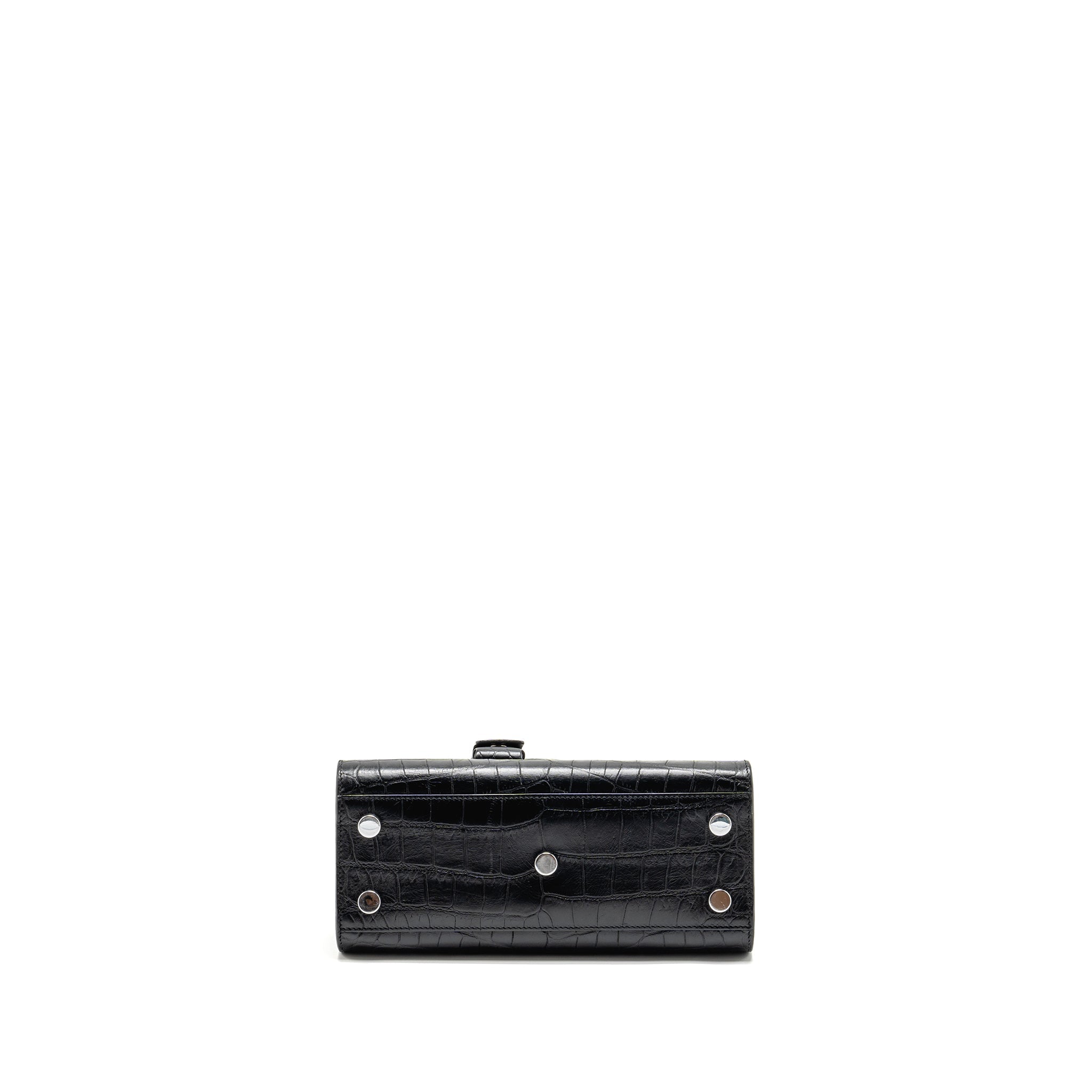 SAINT LAURENT NANO SAC DE JOUR CROC EMBOSSED CALFSKIN BLACK SHW