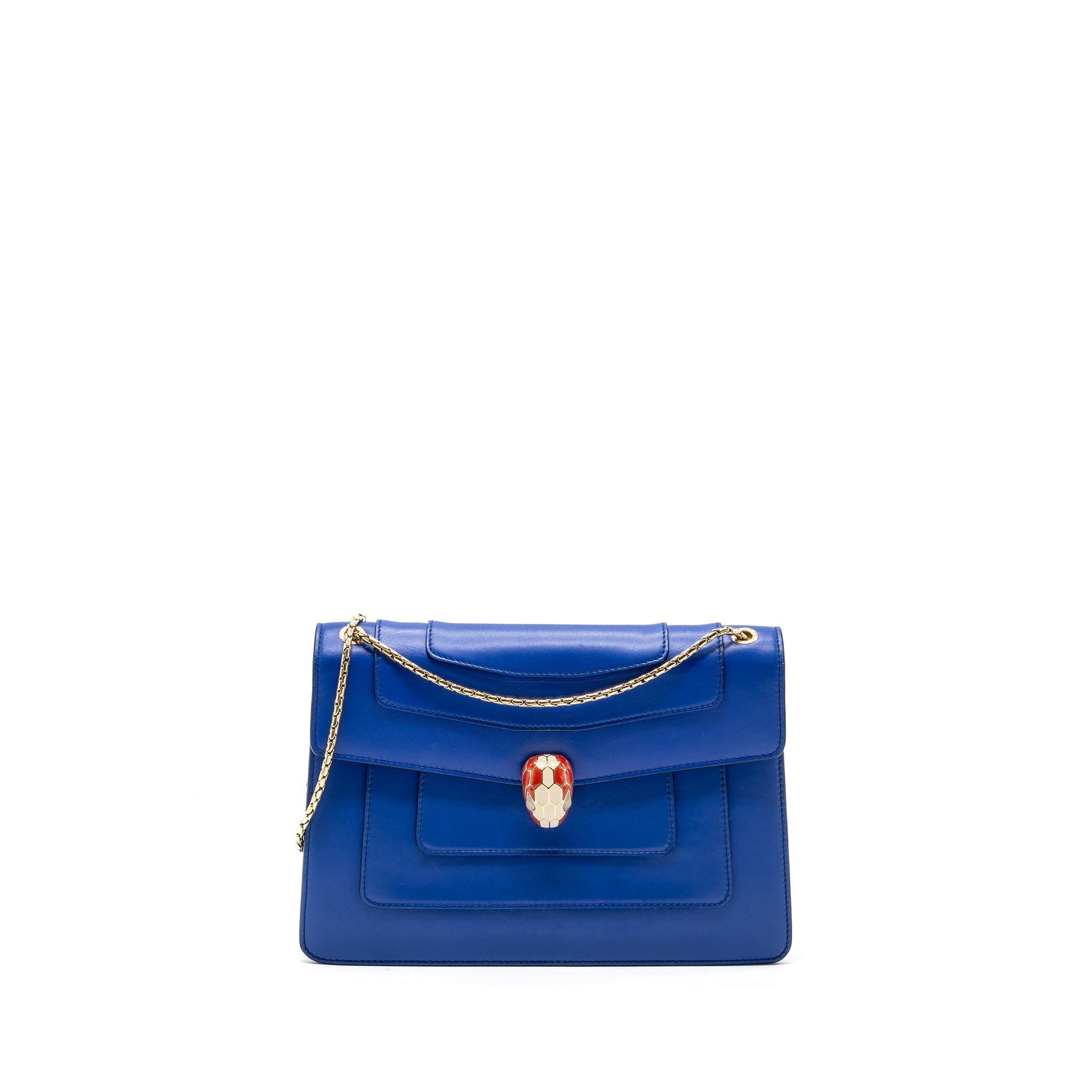 BVLGARI SERPENTI FOREVER SHOULDER BAG LEATHER BLUE GHW