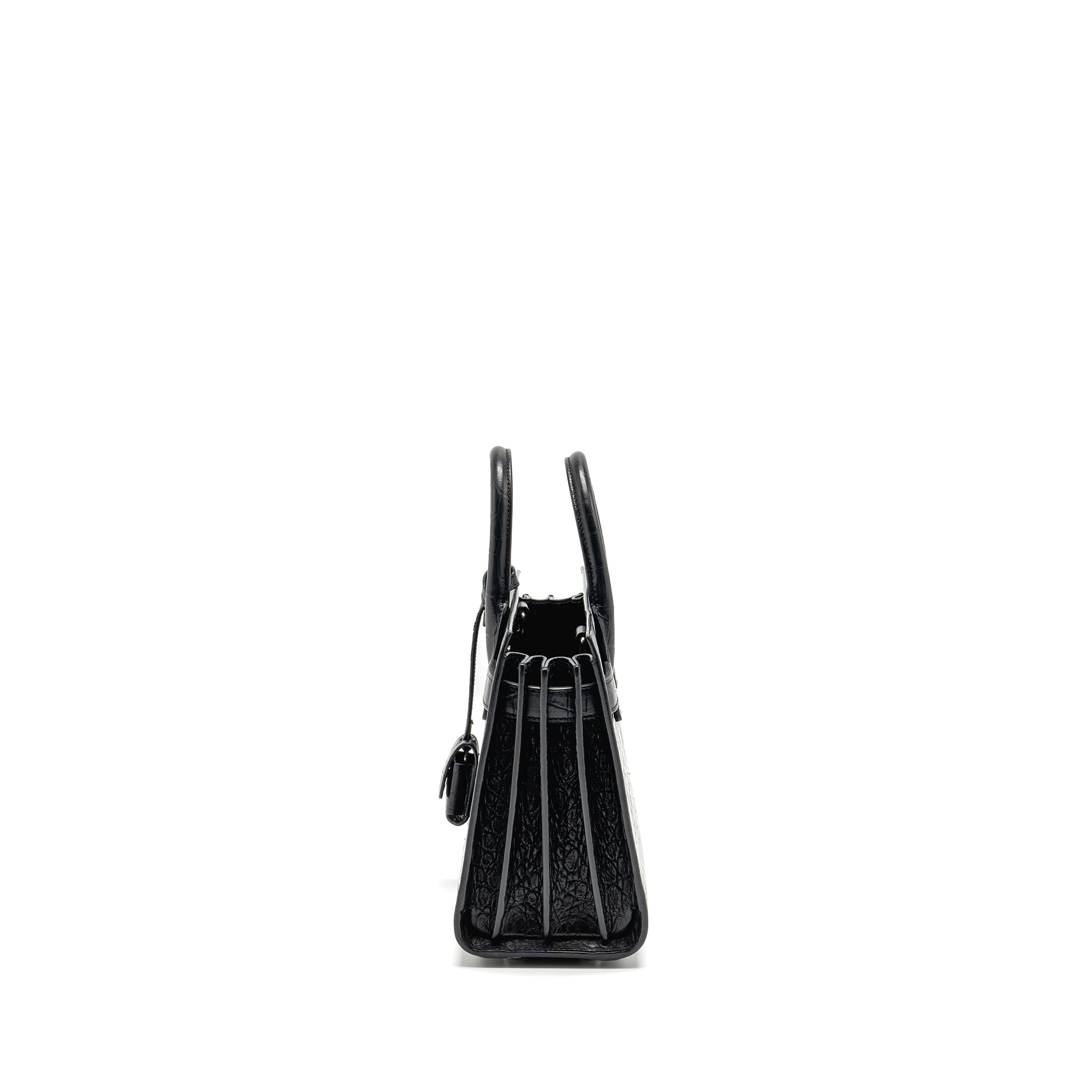 SAINT LAURENT NANO SAC DE JOUR CROC EMBOSSED CALFSKIN BLACK SHW