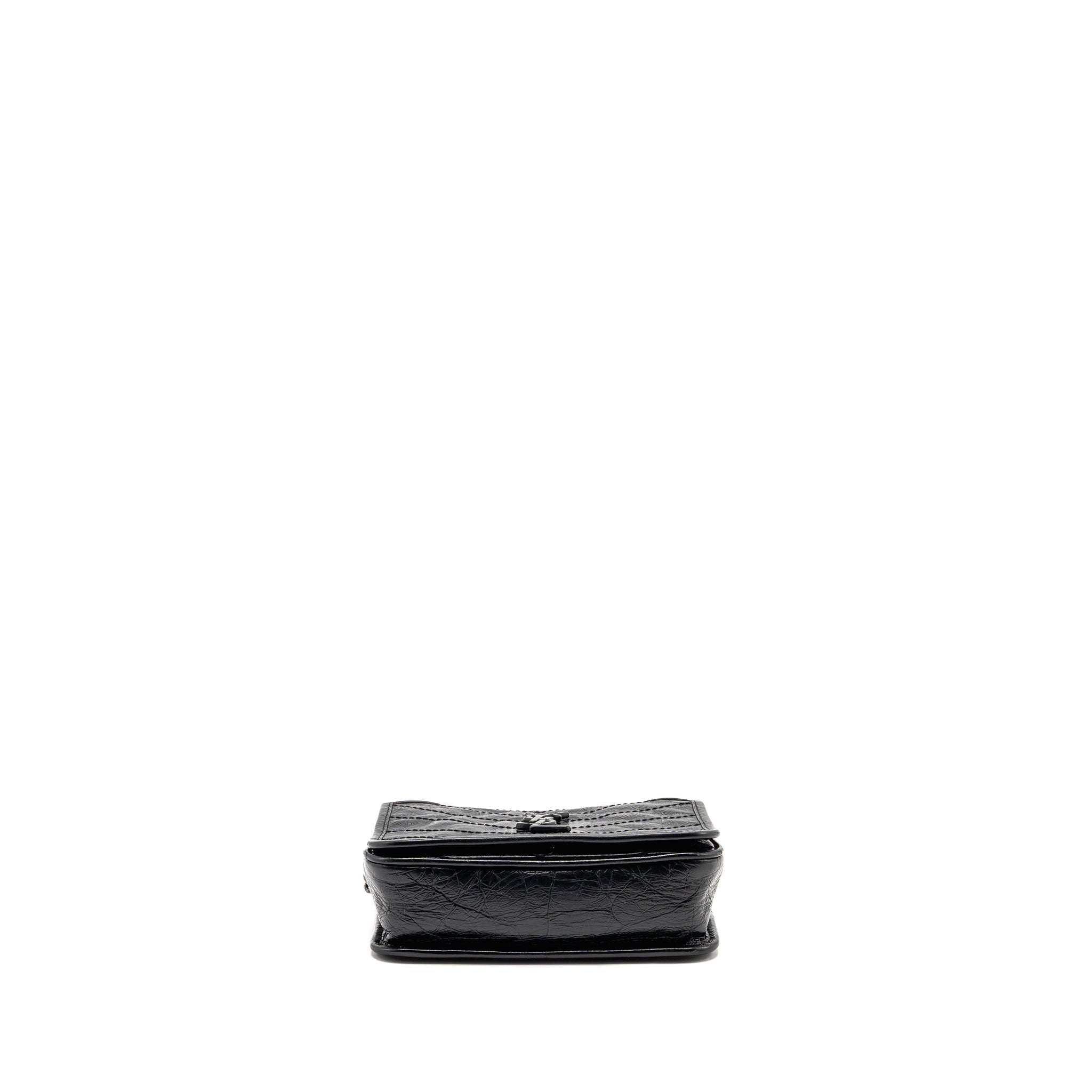 SAINT LAURENT / YSL NIKI CHAIN WALLET CRINKLED CALFSKIN BLACK SHW