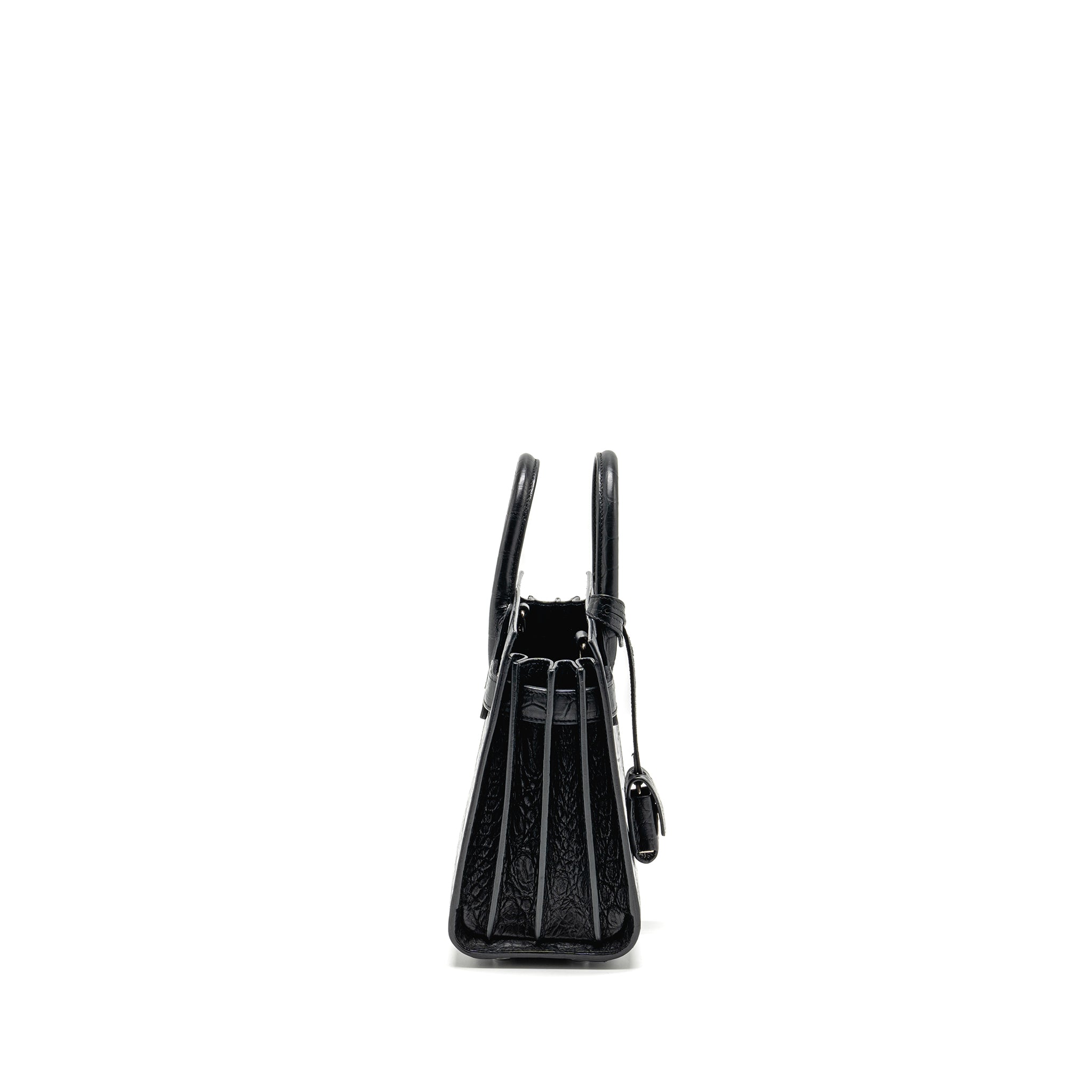 SAINT LAURENT NANO SAC DE JOUR CROC EMBOSSED CALFSKIN BLACK SHW