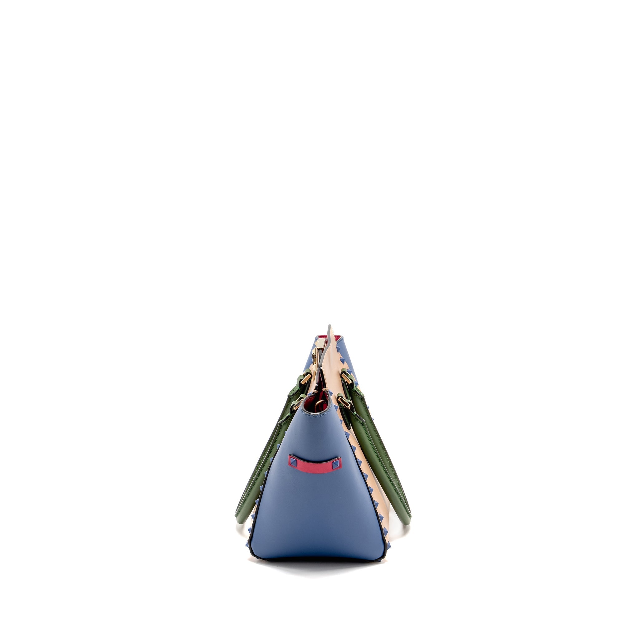 VALENTINO ROCKSTUD DOUBLE HANDLE TOTE BAG CALFSKIN MULTICOLOUR GHW