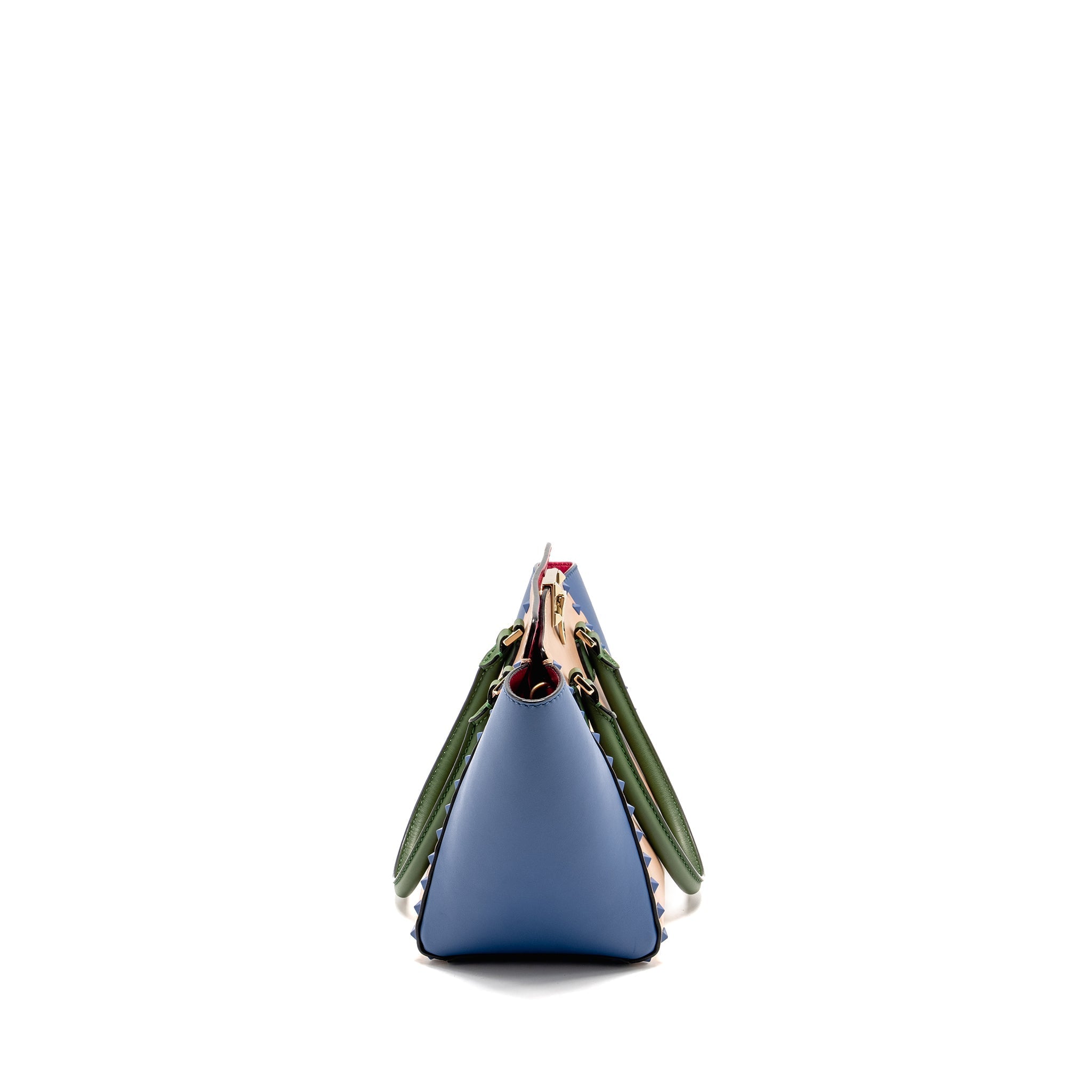 VALENTINO ROCKSTUD DOUBLE HANDLE TOTE BAG CALFSKIN MULTICOLOUR GHW