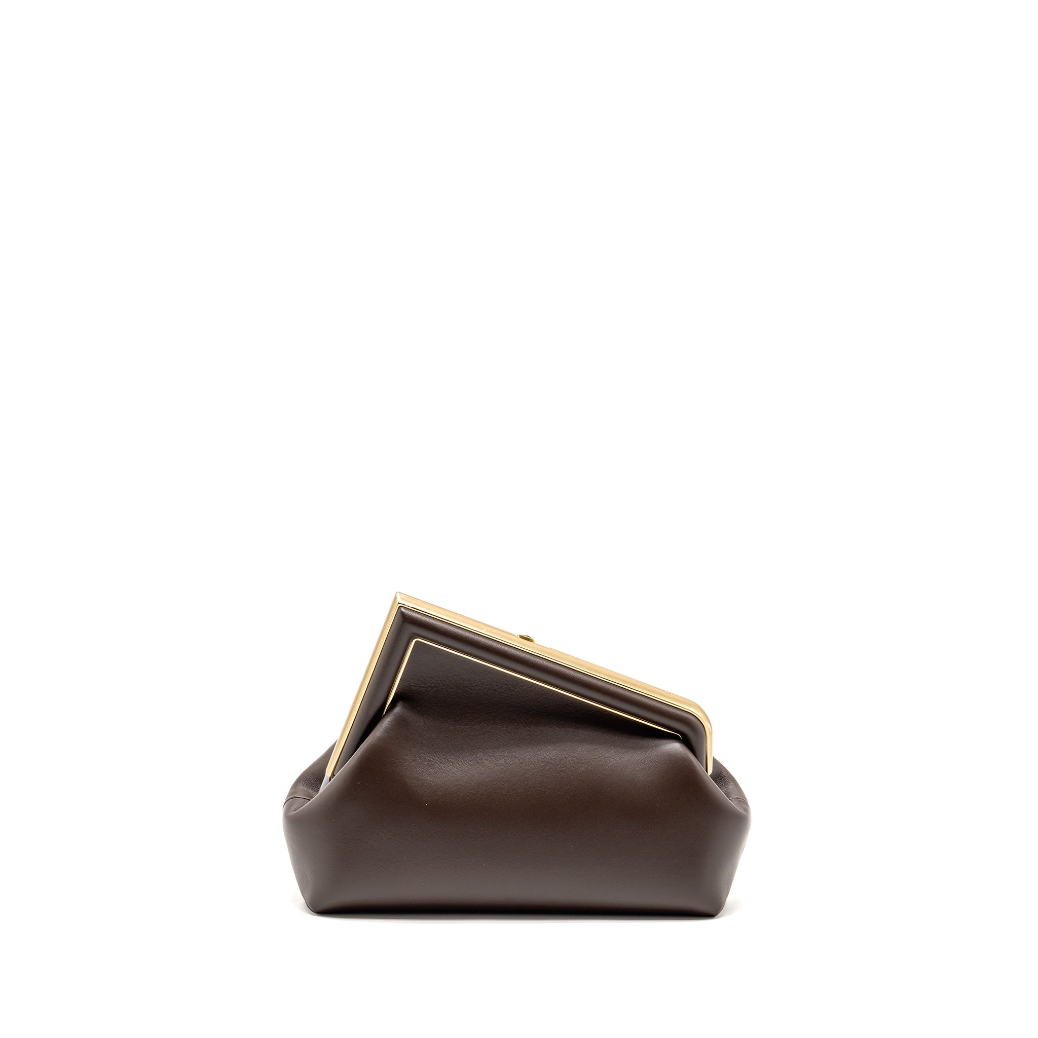 FENDI SMALL FENDI FIRST CLUTCH BAG NAPPA BROWN GHW