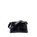 BALENCIAGA DOWNTOWN SMALL SHOUDLER BAG CROCODILE EMBOSSED BLACK WITH BLACK HARDWARE