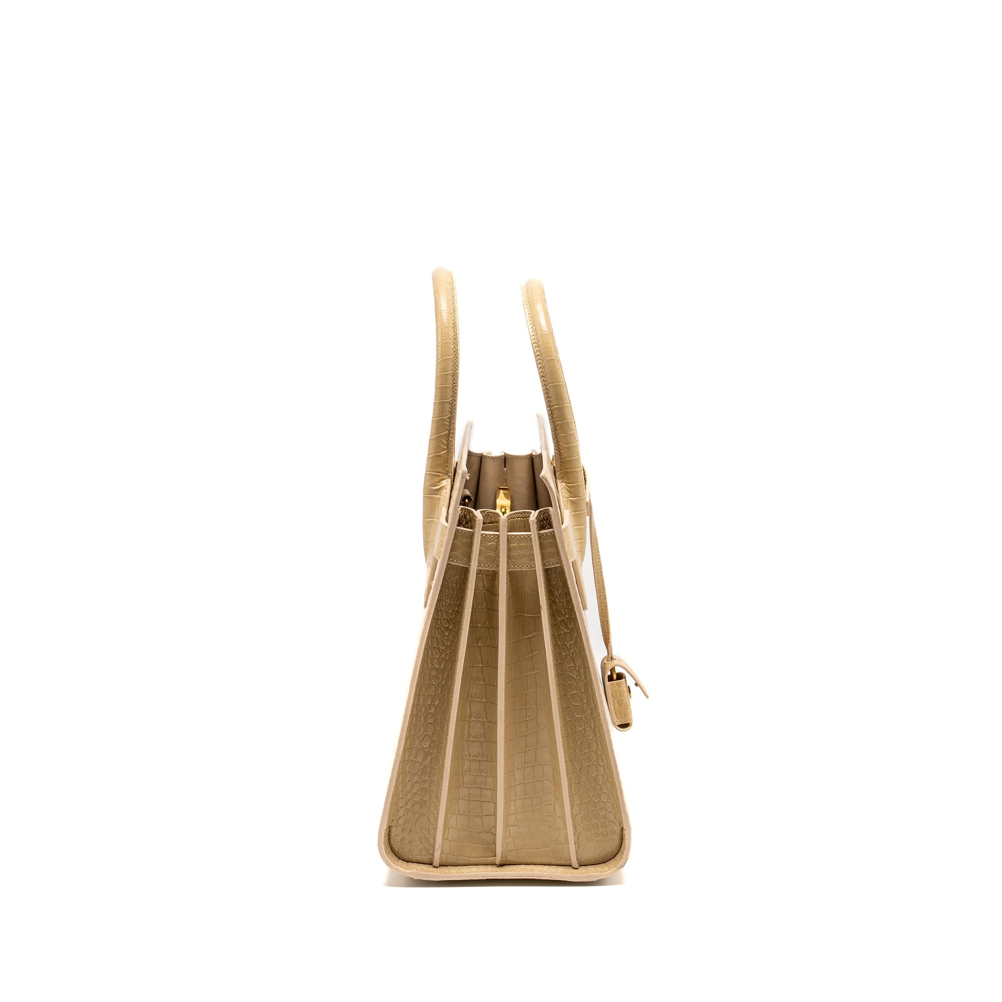 SAINT LAURENT /YSL SAC DE JOUR CROC-EMBOSSED CALFSKIN BEIGE GHW