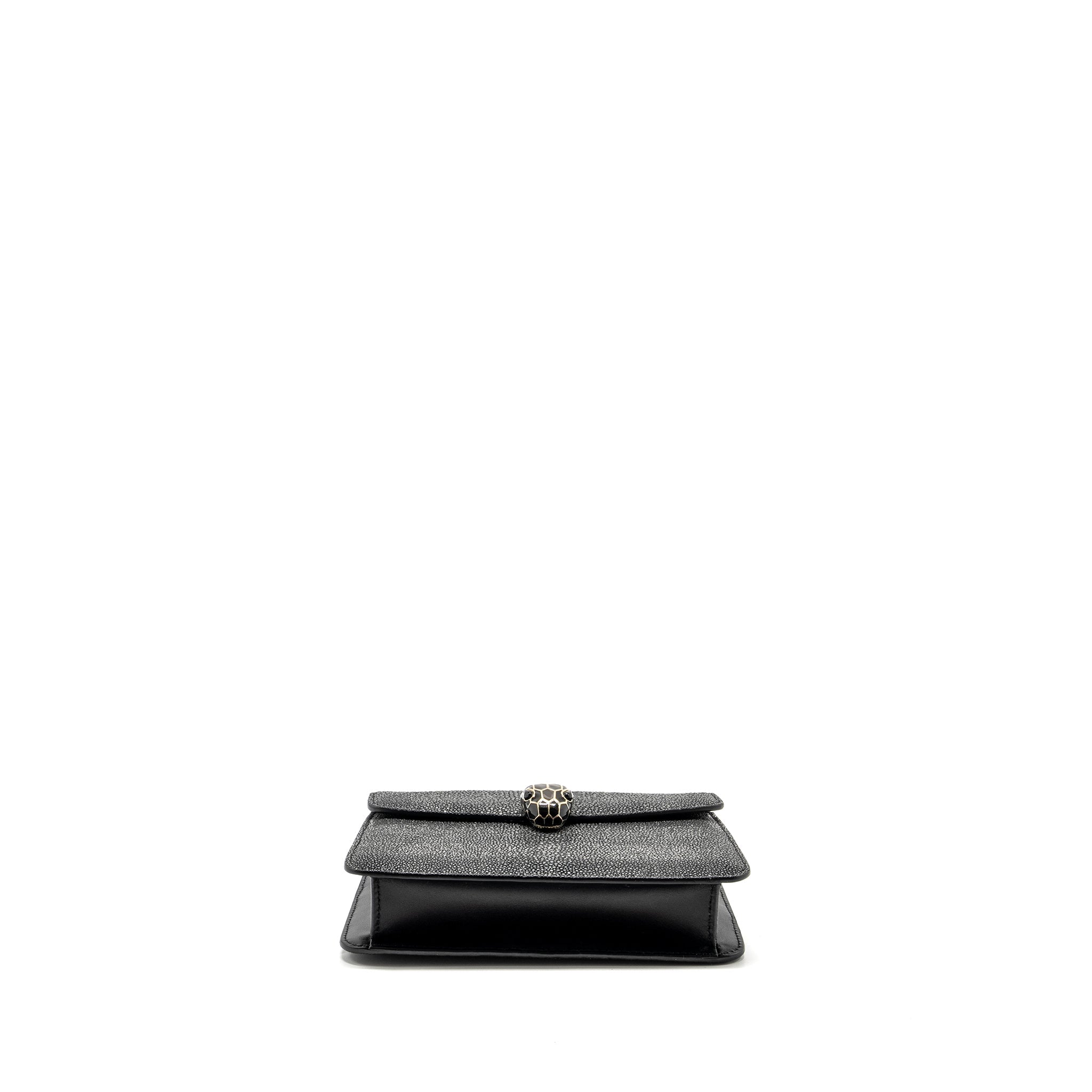 BVLGARI SERPENTI FOREVER BAG GALUCHAT BLACK/ GREY LGHW