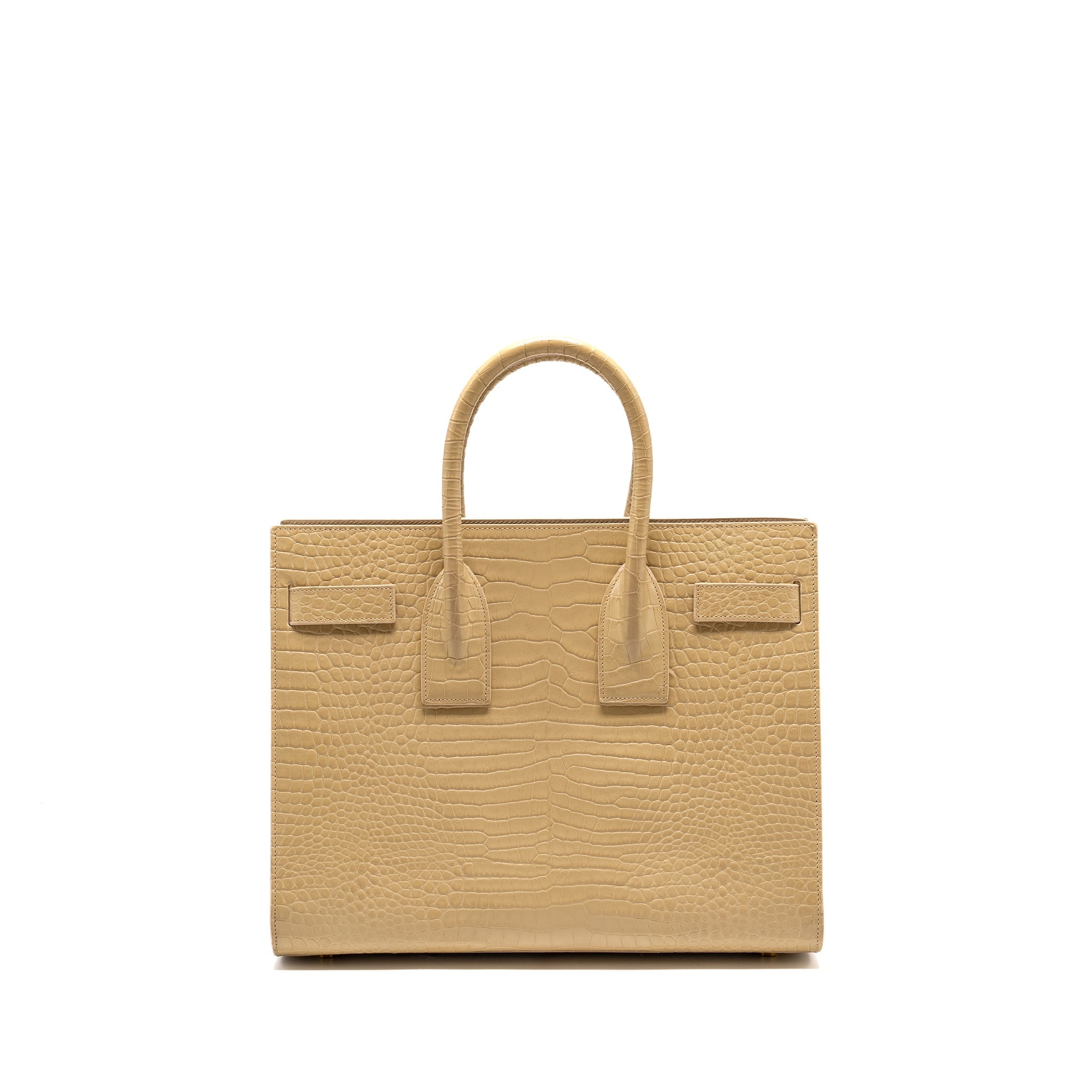 SAINT LAURENT /YSL SAC DE JOUR CROC-EMBOSSED CALFSKIN BEIGE GHW